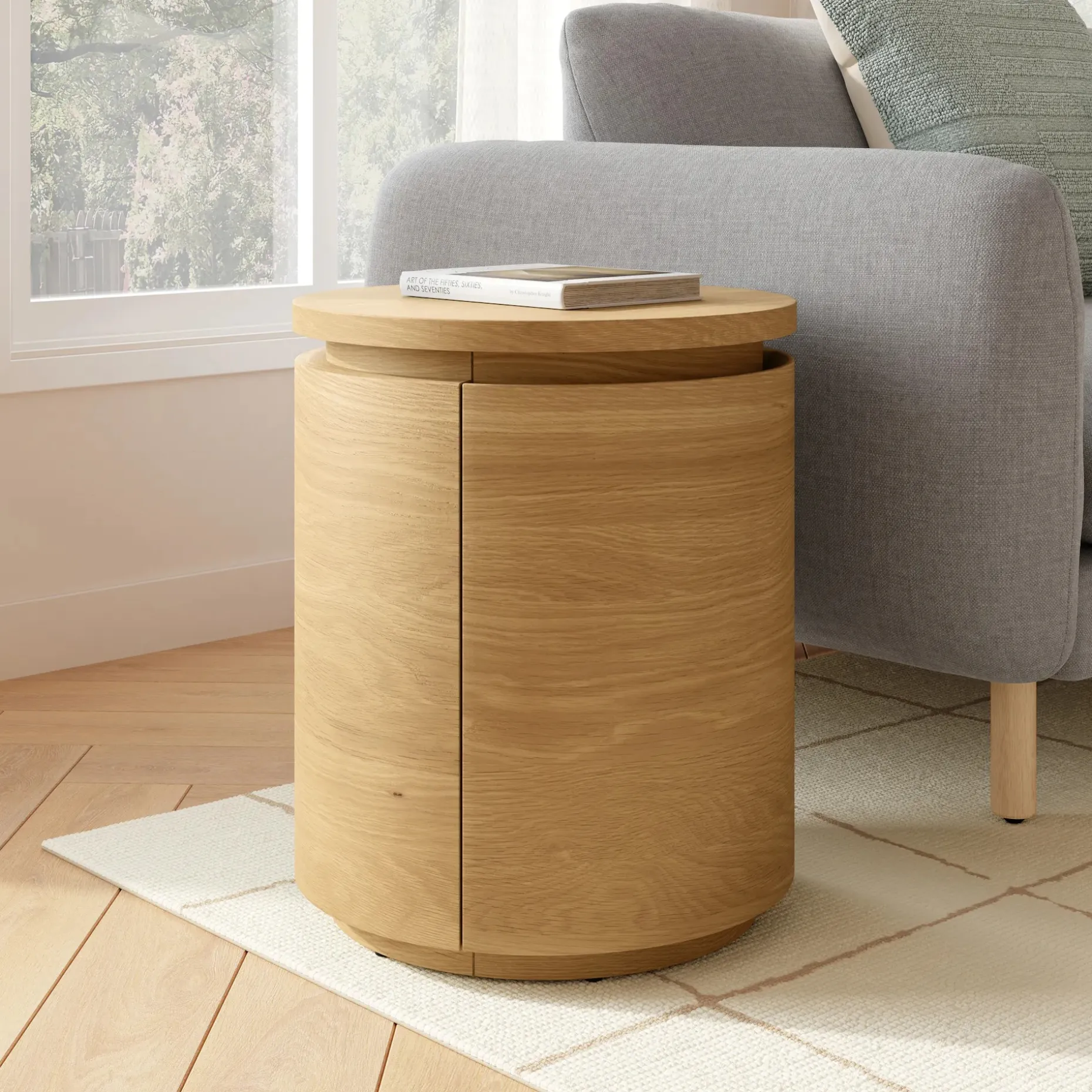 Maren Storage Side Table - Natural Oak