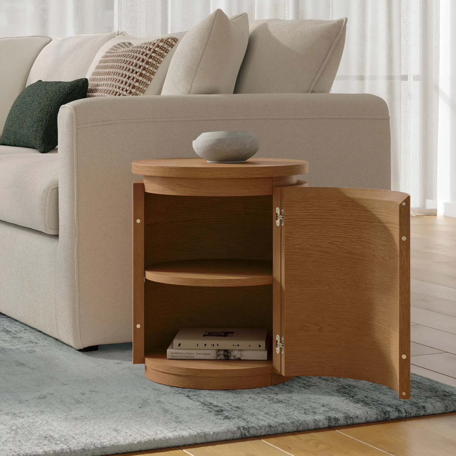 Maren Storage Side Table - Smoked Oak