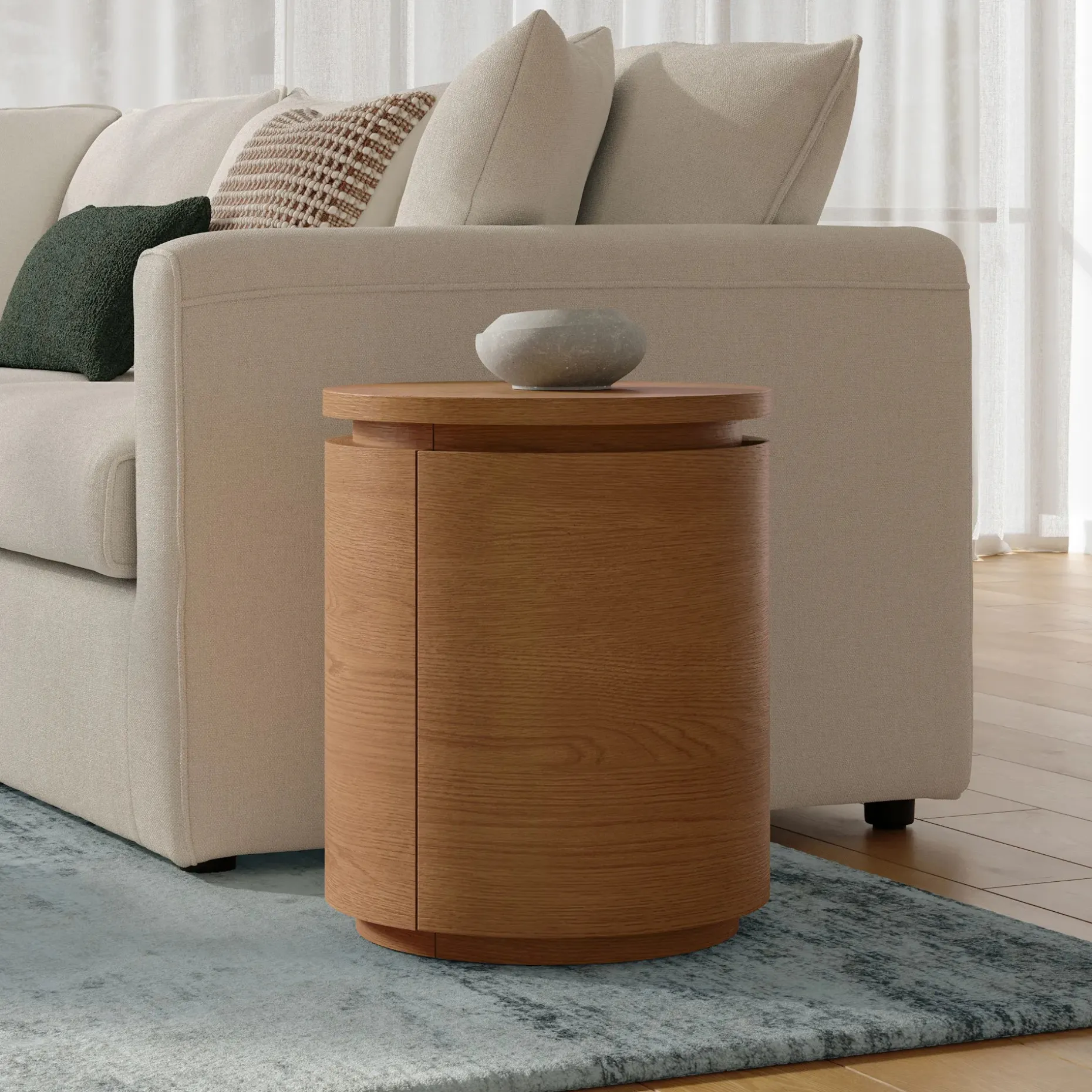 Maren Storage Side Table - Smoked Oak