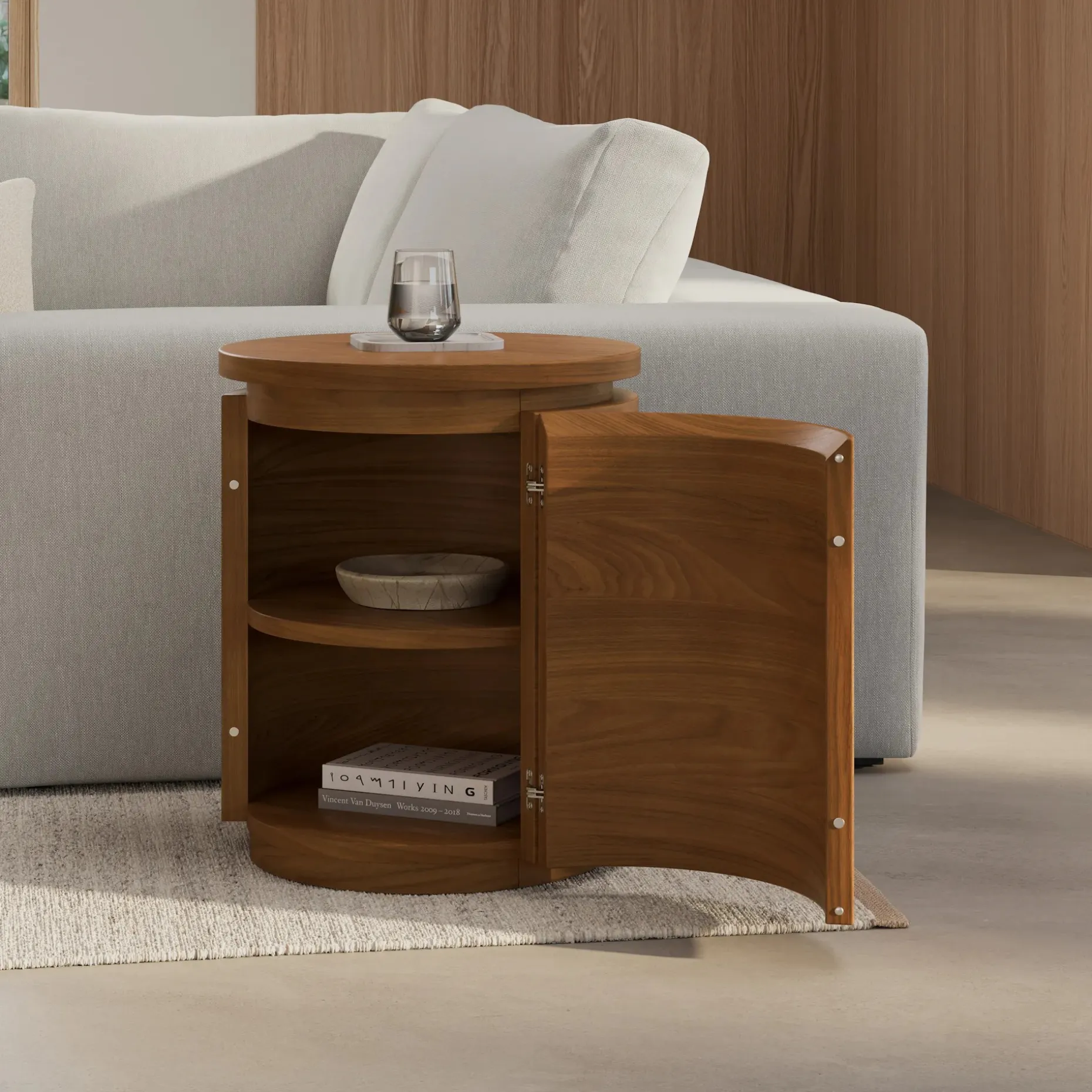 Maren Storage Side Table - Walnut