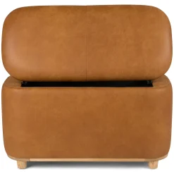 Maribo 32" Leather Storage Ottoman - Rawhide Tan