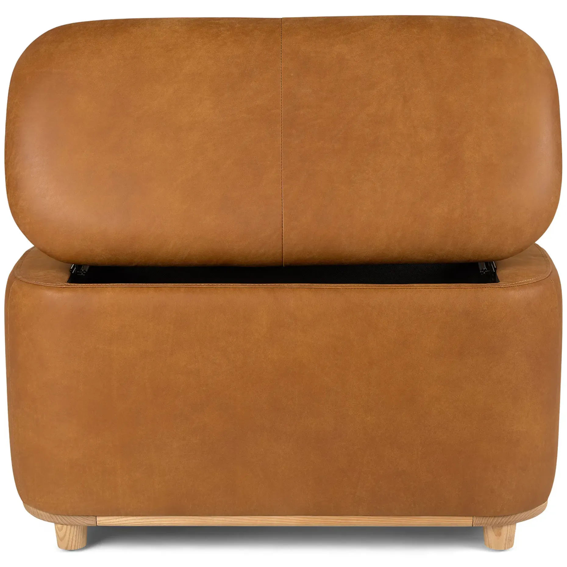 Maribo 32" Leather Storage Ottoman - Rawhide Tan