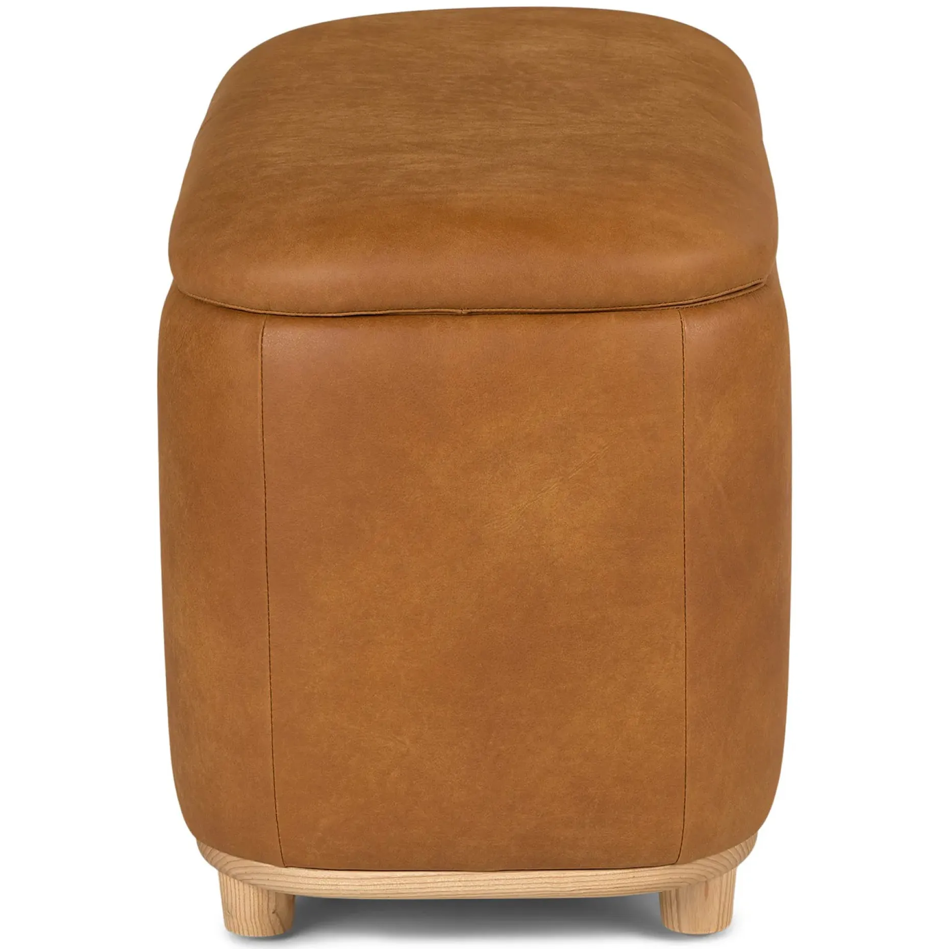 Maribo 32" Leather Storage Ottoman - Rawhide Tan