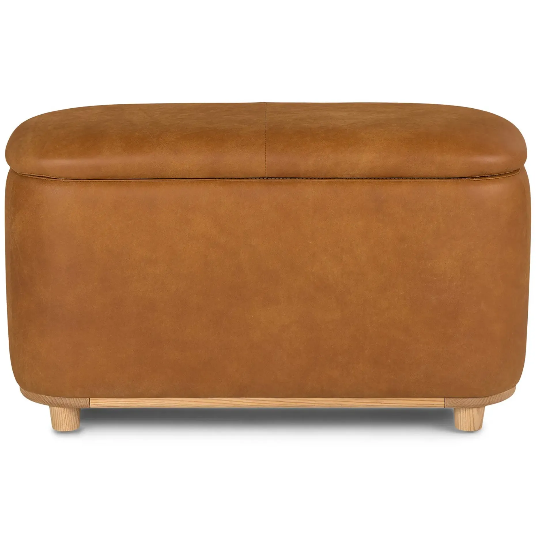 Maribo 32" Leather Storage Ottoman - Rawhide Tan
