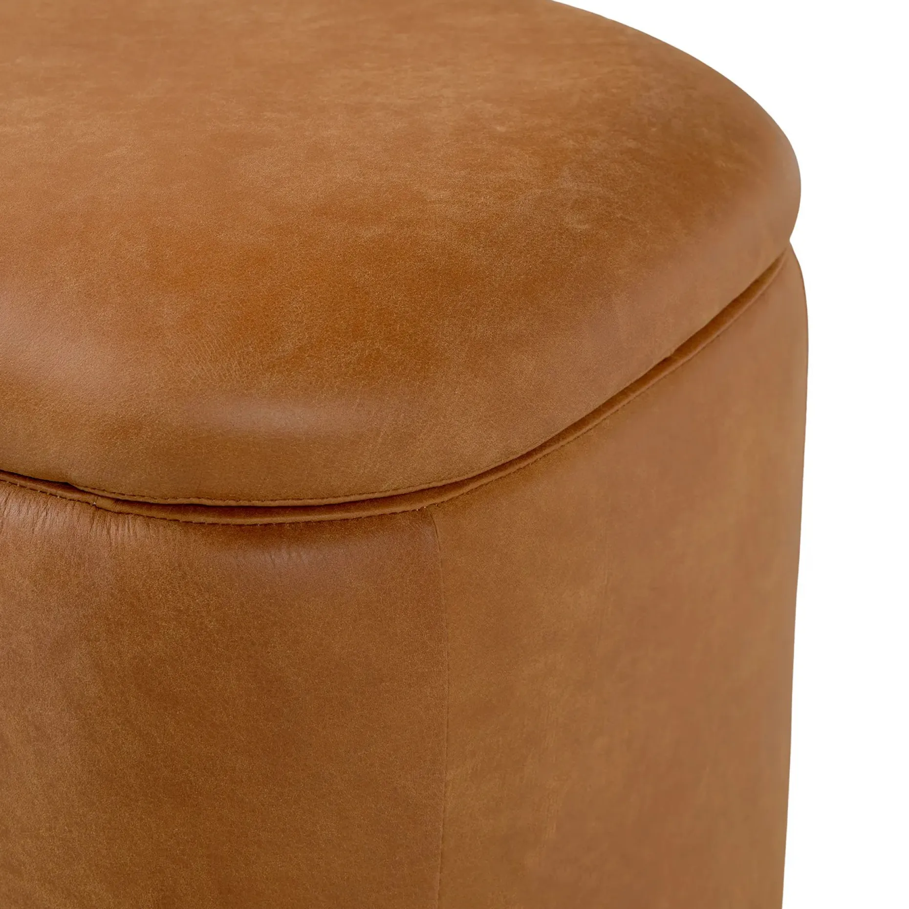 Maribo 32" Leather Storage Ottoman - Rawhide Tan