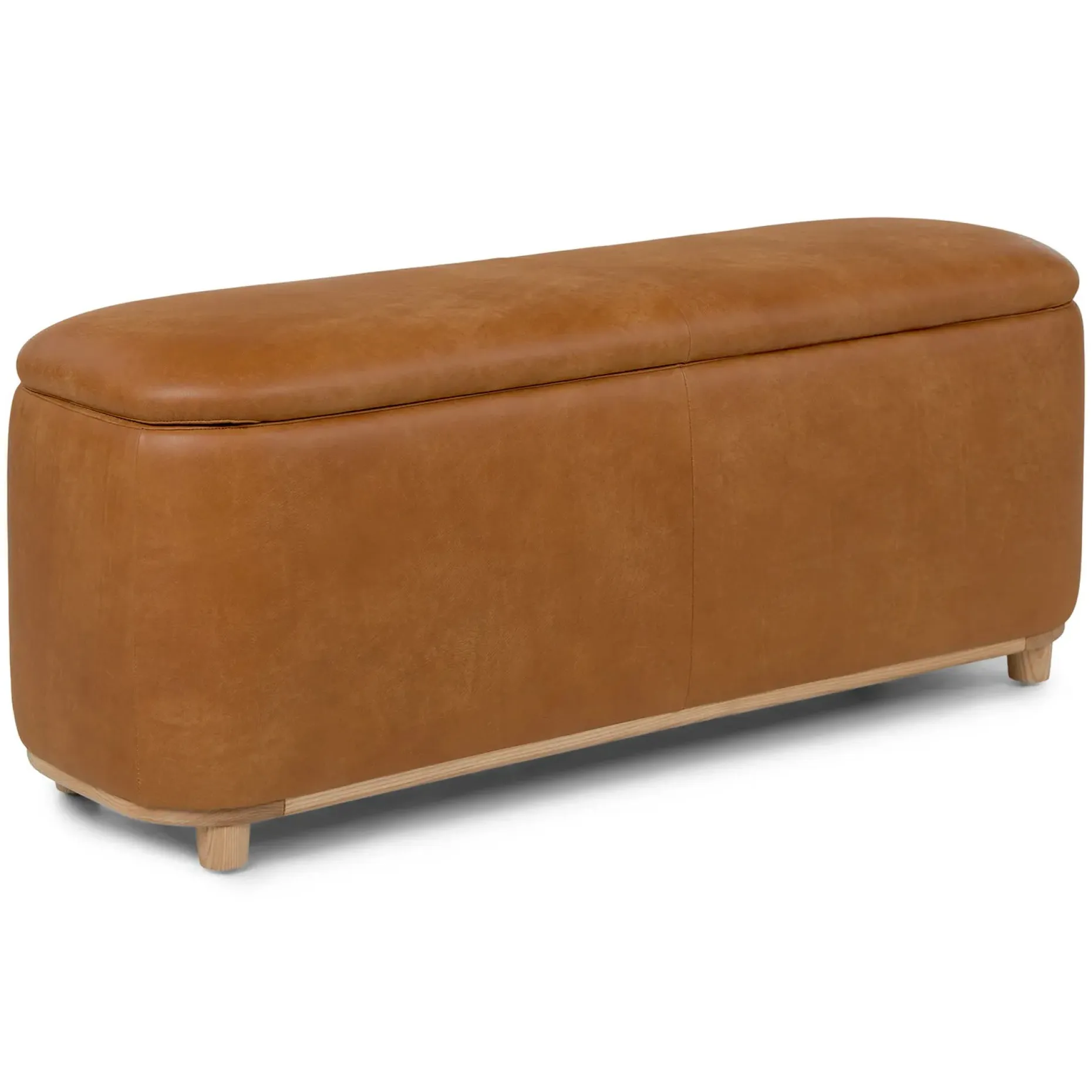 Maribo 48" Leather Storage Ottoman - Rawhide Tan