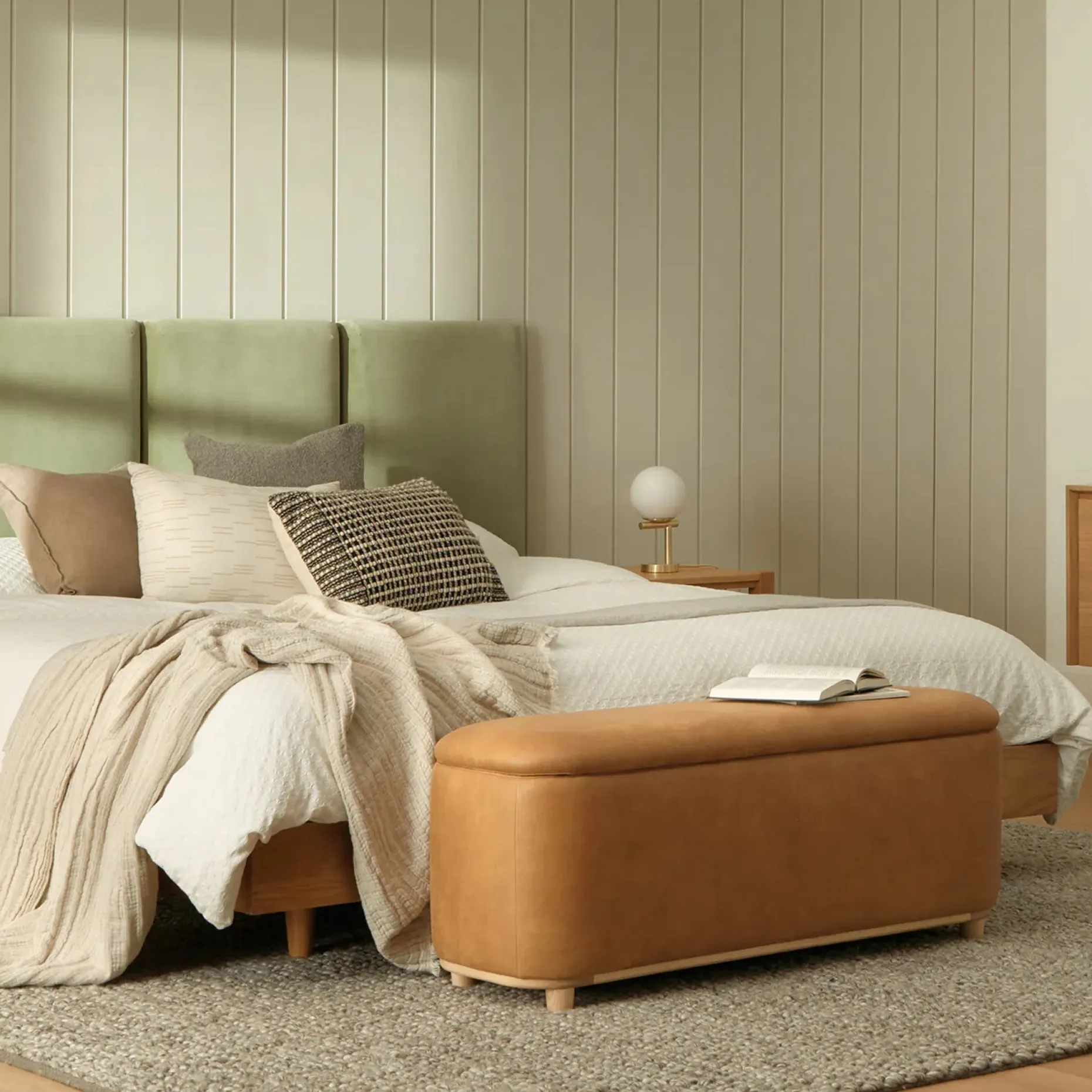 Maribo 48" Leather Storage Ottoman - Rawhide Tan