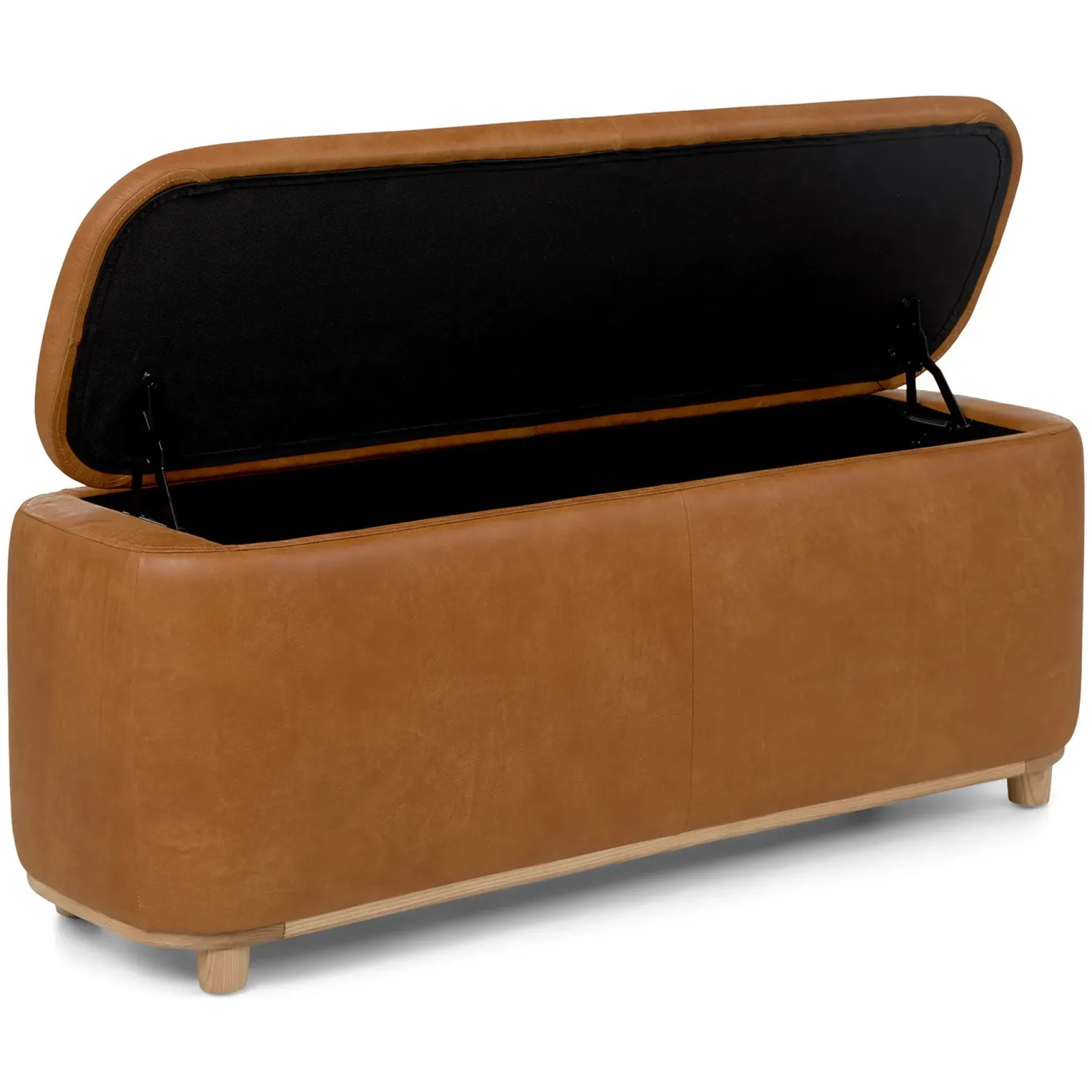 Maribo 48" Leather Storage Ottoman - Rawhide Tan