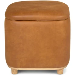 Maribo 19" Leather Storage Ottoman - Rawhide Tan