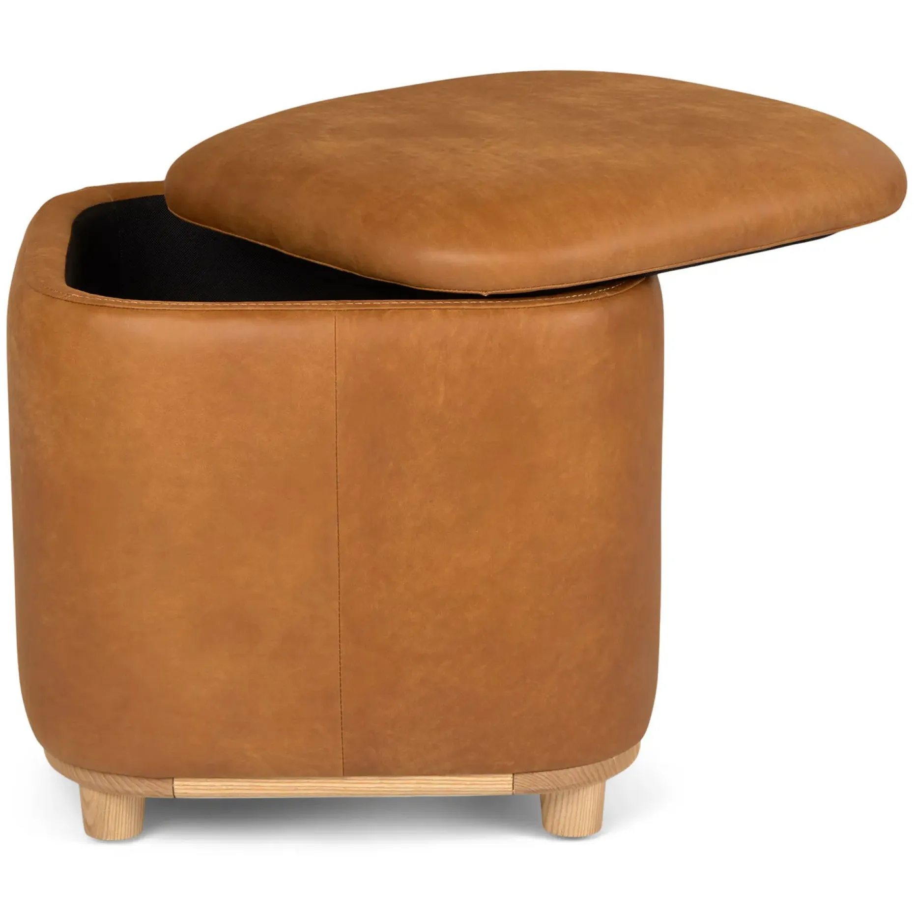 Maribo 19" Leather Storage Ottoman - Rawhide Tan