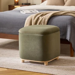 Maribo 19" Storage Ottoman - Felted Green