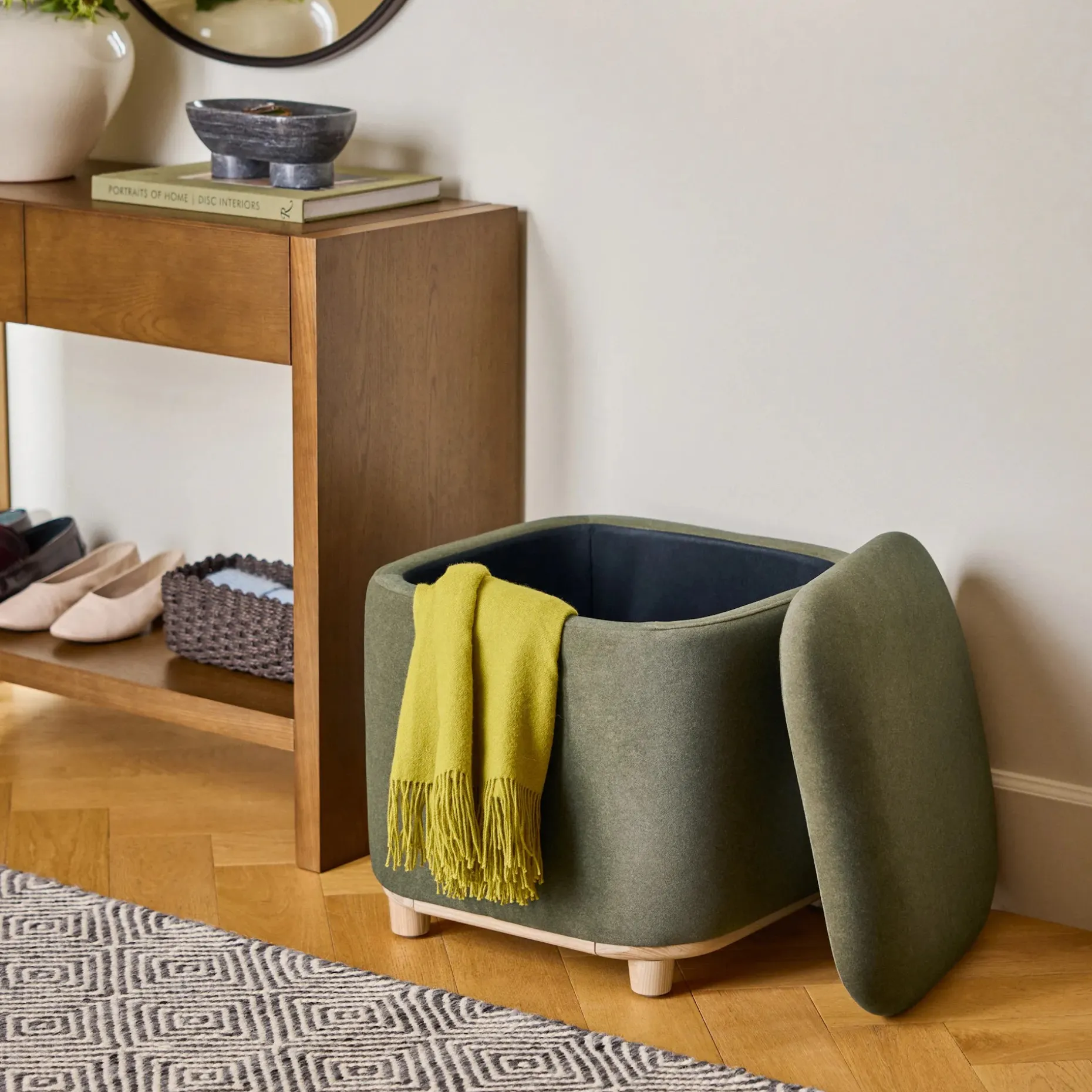 Maribo 19" Storage Ottoman - Felted Green