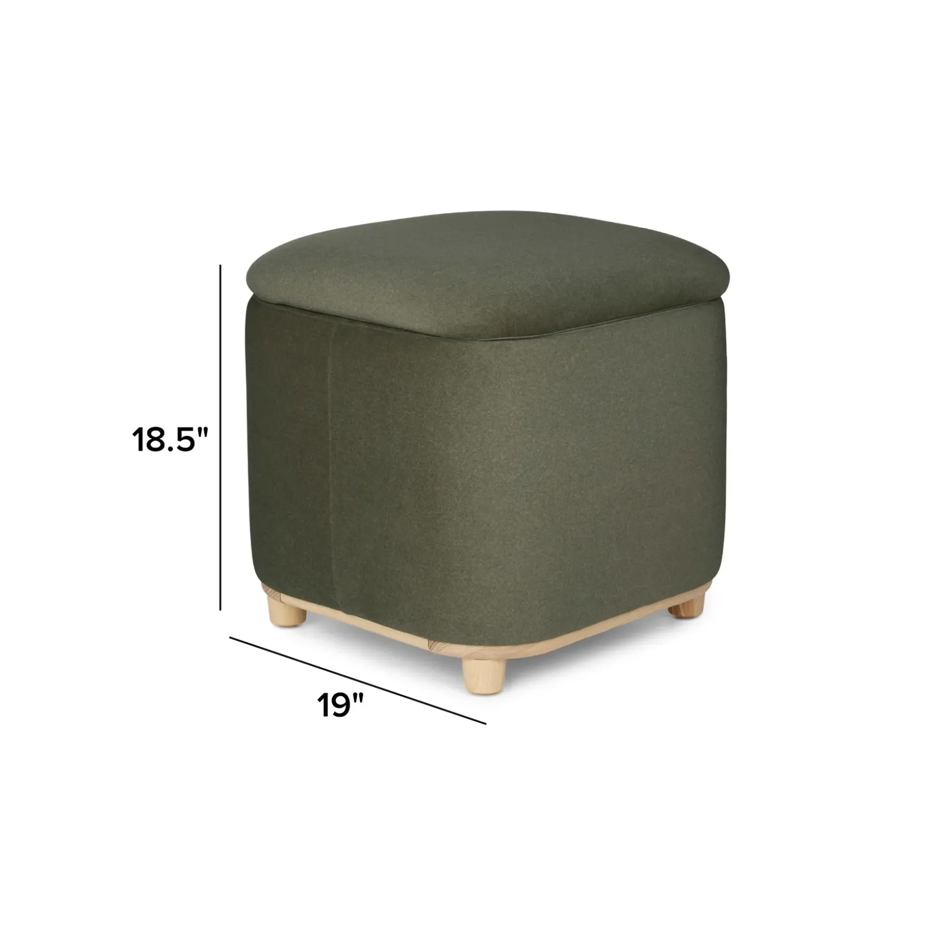 Maribo 19" Storage Ottoman - Felted Green