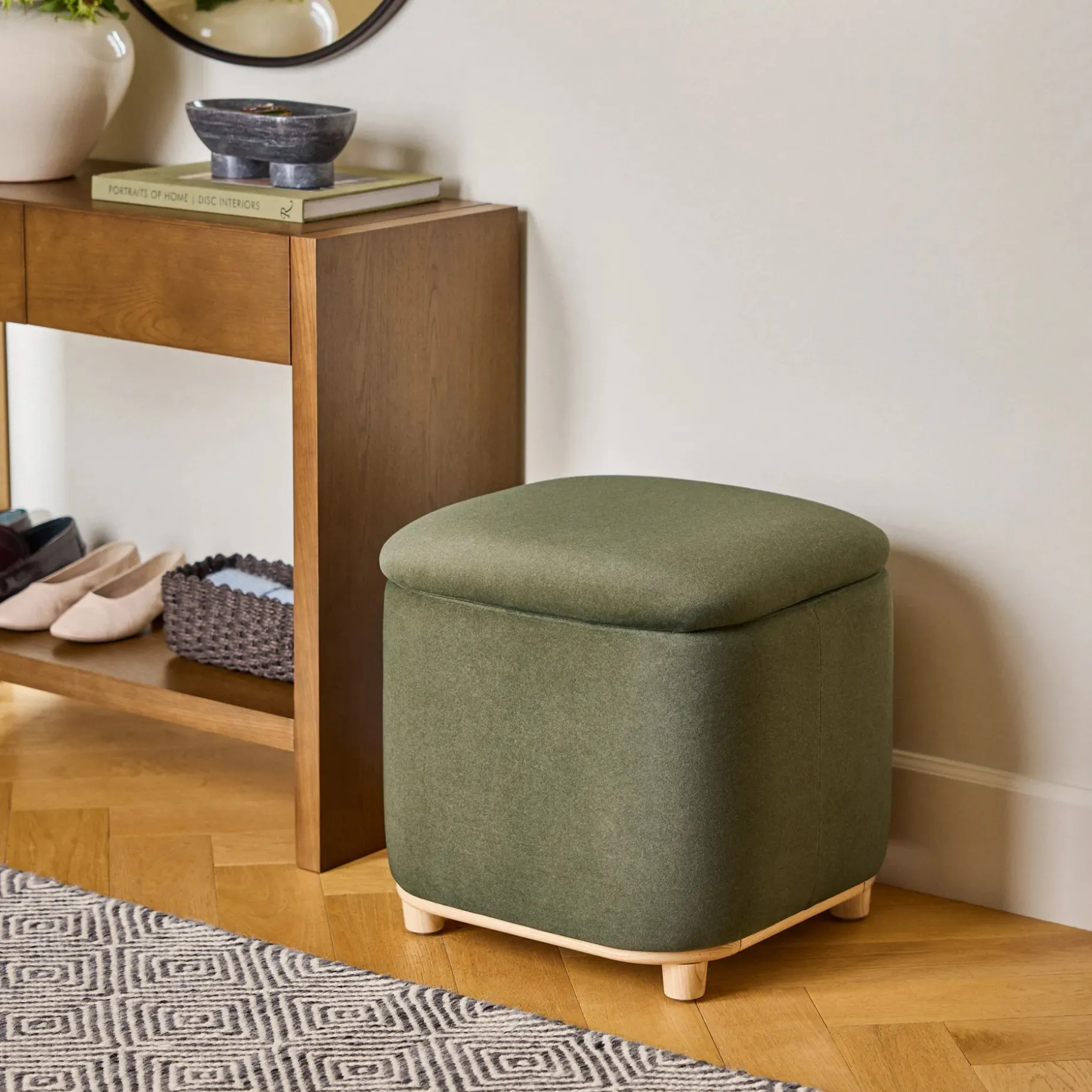 Maribo 19" Storage Ottoman - Felted Green