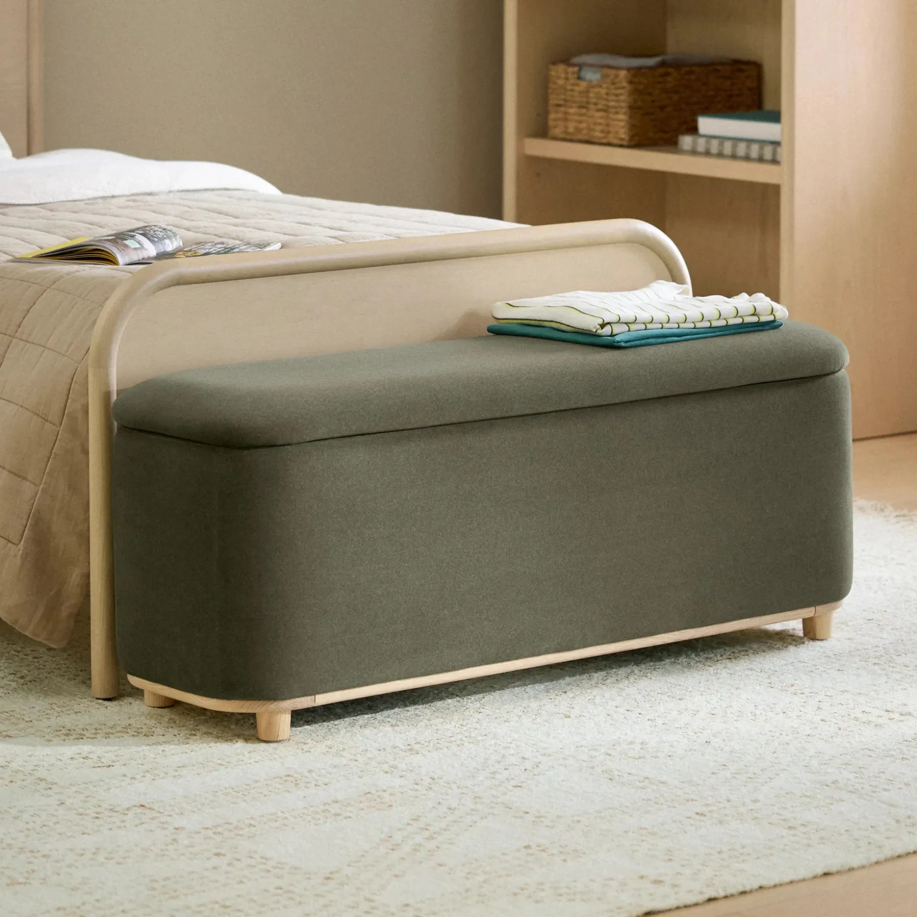 Maribo 48" Storage Ottoman - Felted Green