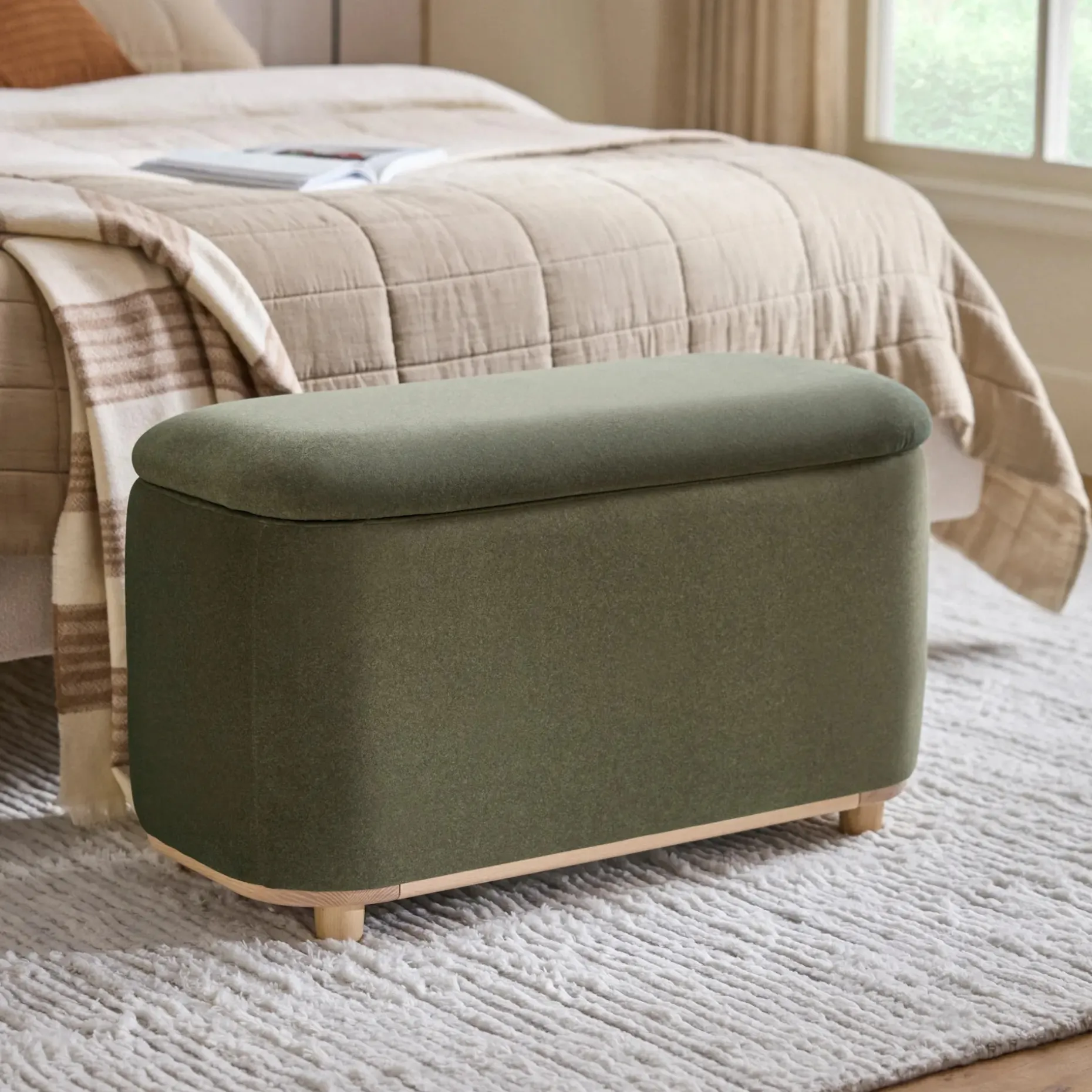 Maribo 32" Storage Ottoman - Felted Green