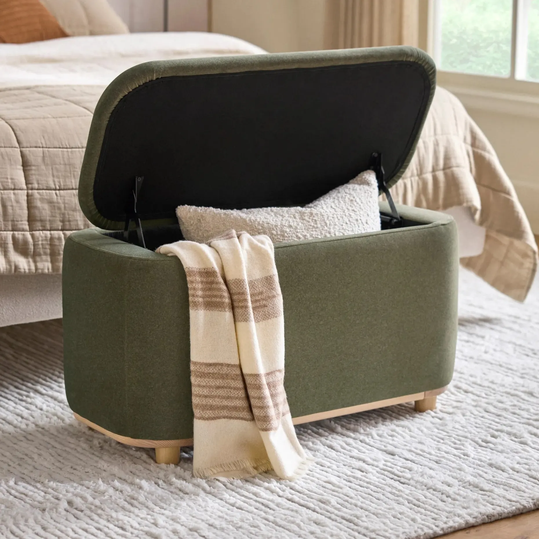 Maribo 32" Storage Ottoman - Felted Green