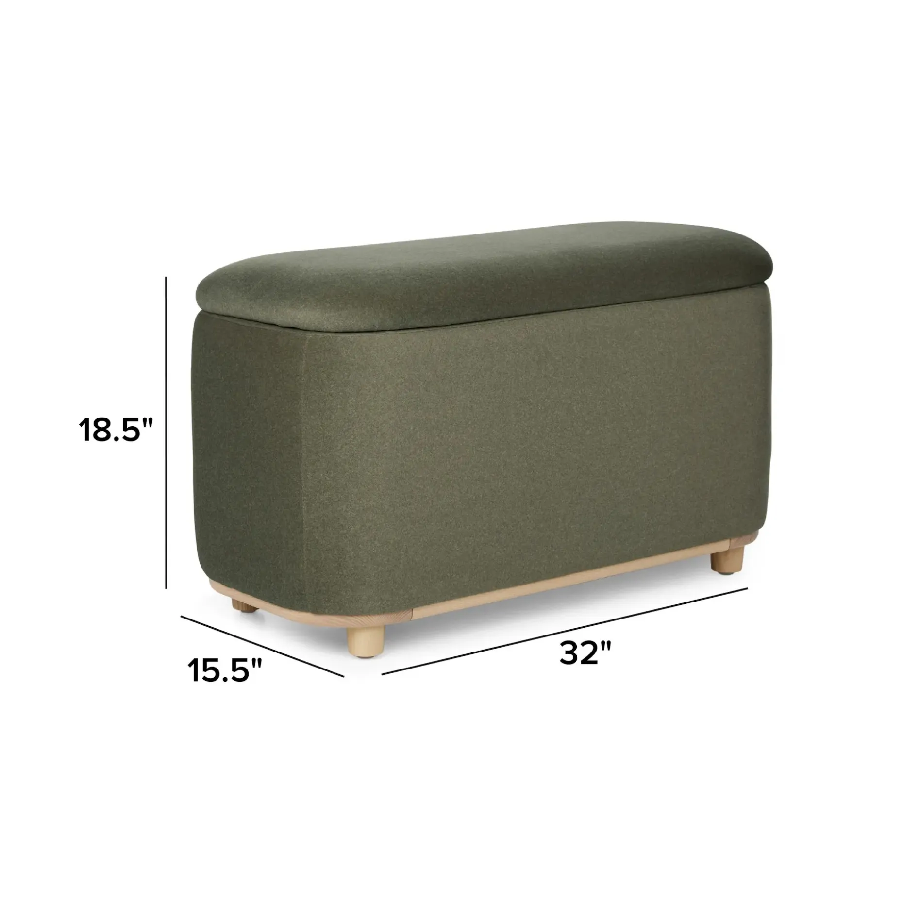 Maribo 32" Storage Ottoman - Felted Green