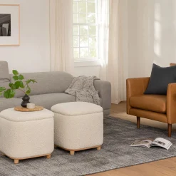 Maribo 19" Storage Ottoman - Ivory Bouclé