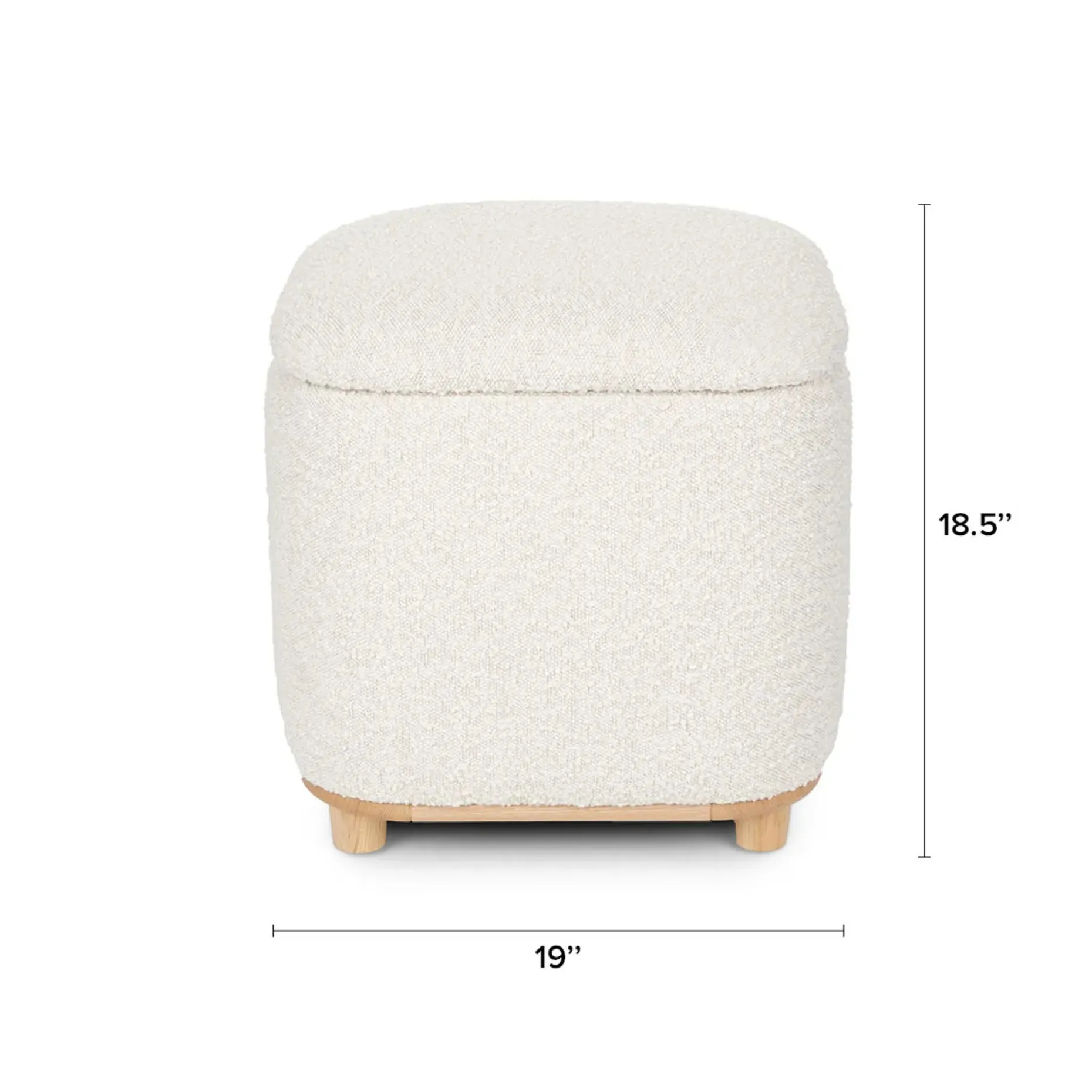 Maribo 19" Storage Ottoman - Ivory Bouclé