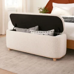 Maribo 48" Storage Ottoman - Ivory Bouclé
