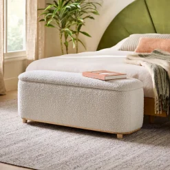 Maribo 48" Storage Ottoman - Ivory Bouclé