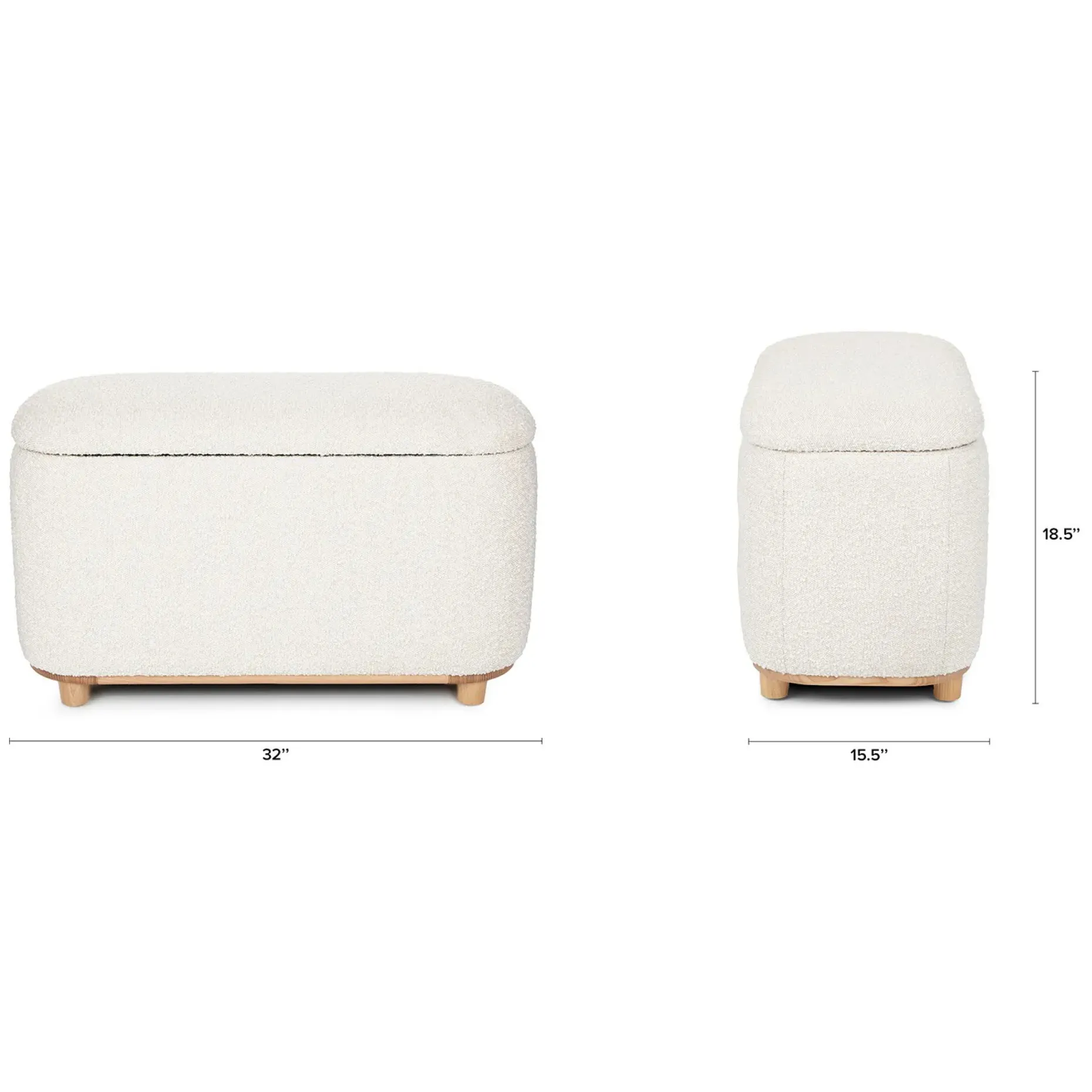 Maribo 32" Storage Ottoman - Ivory Bouclé