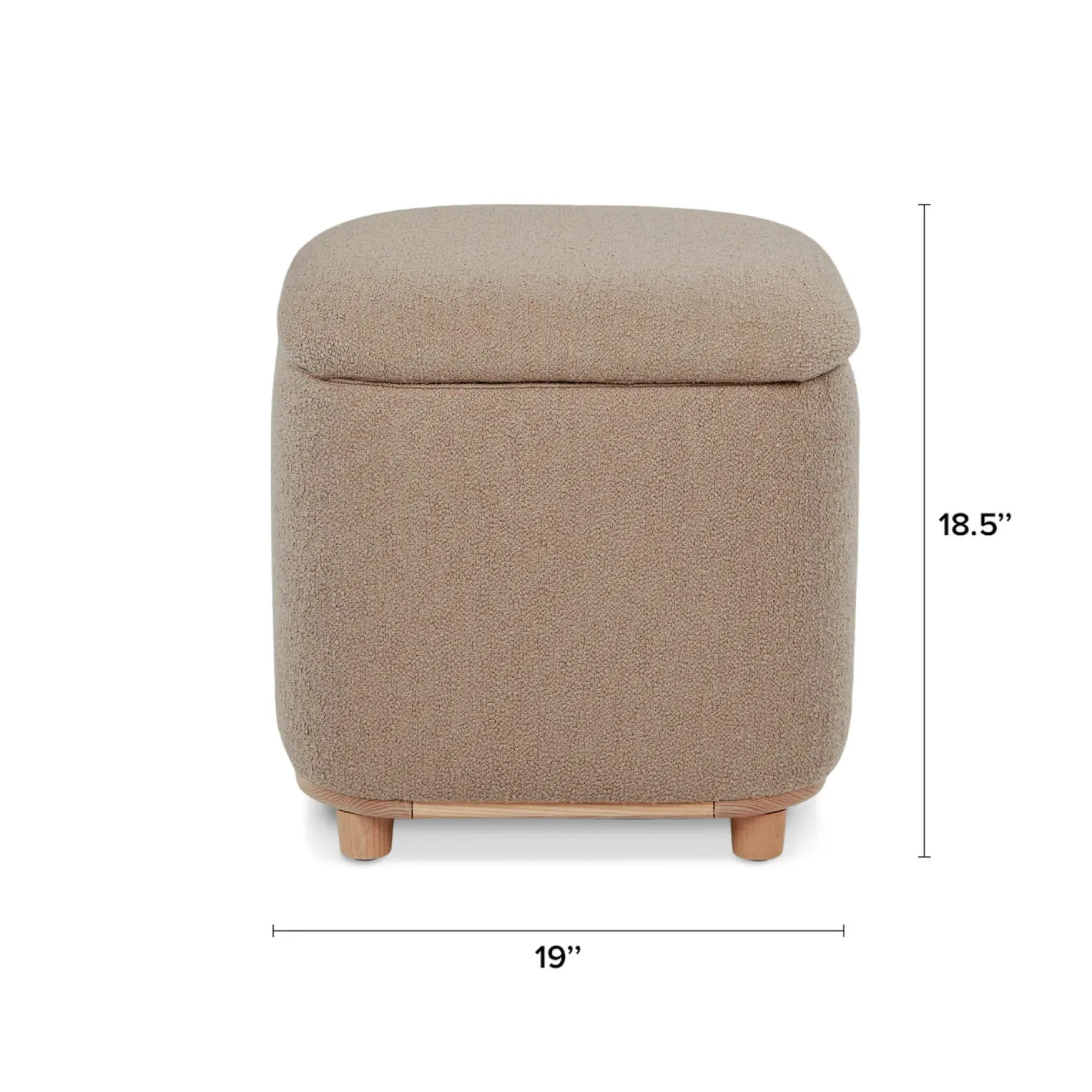Maribo 19" Storage Ottoman - Sandstone Wool Bouclé