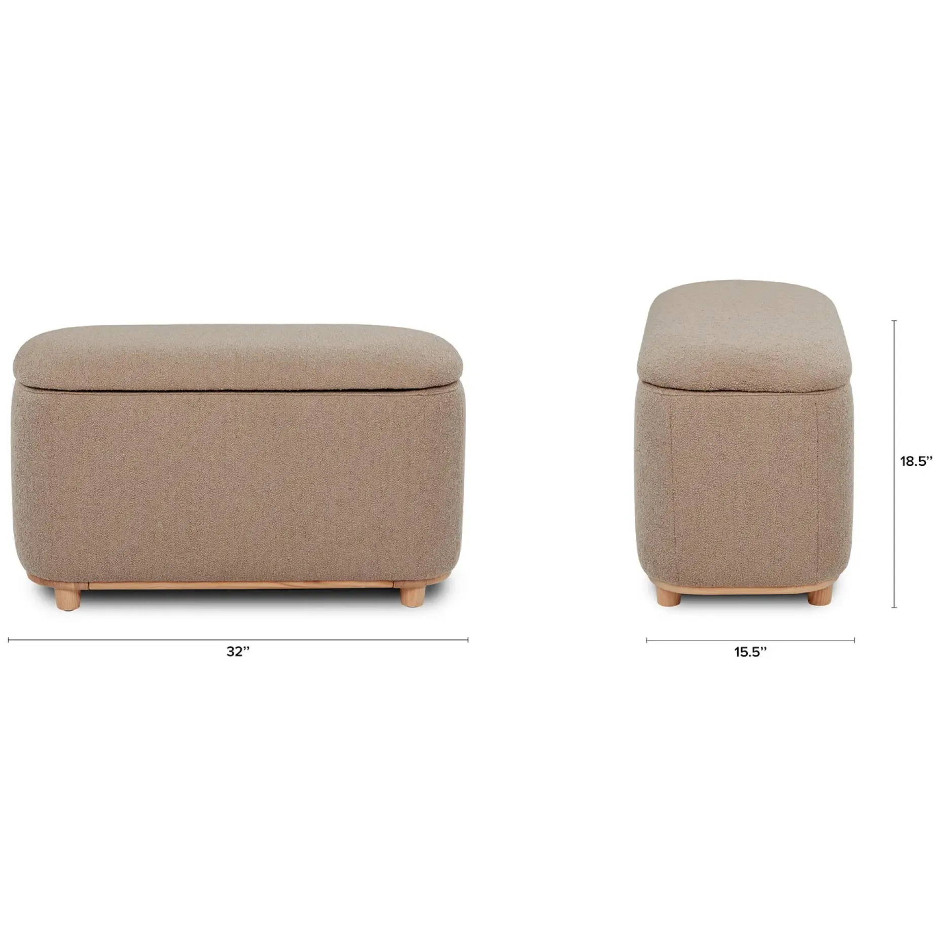 Maribo 32" Storage Ottoman - Sandstone Wool Bouclé