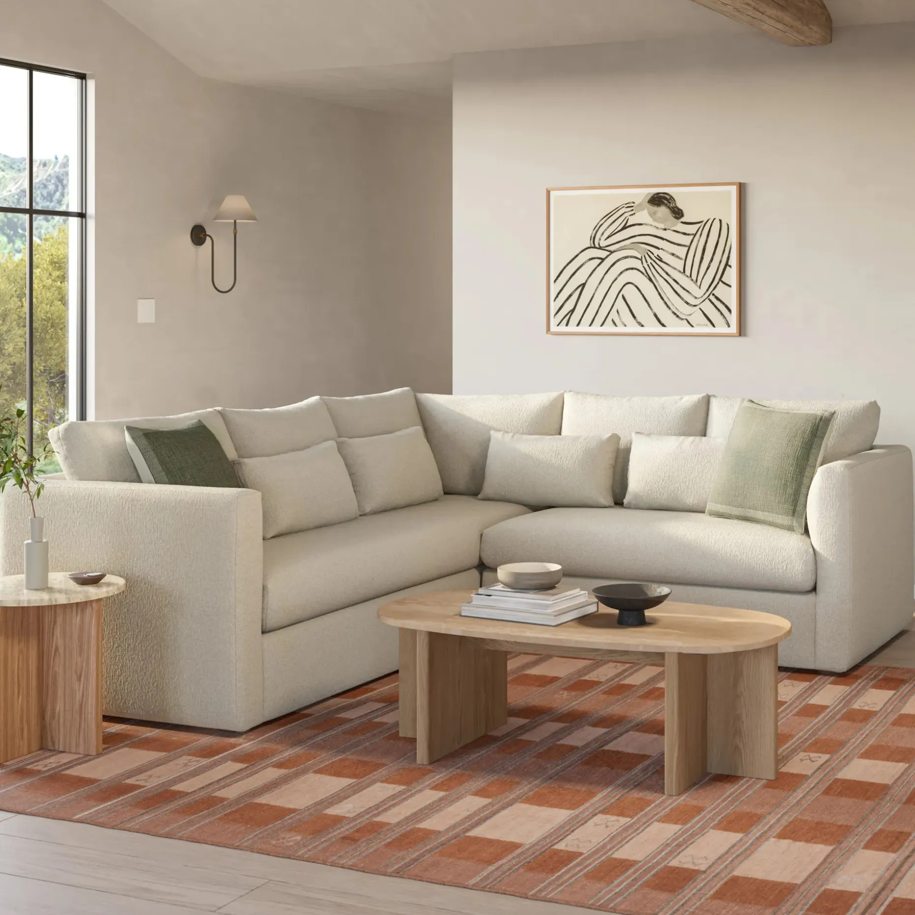 Marina 92" Corner Sectional - Clover Ivory