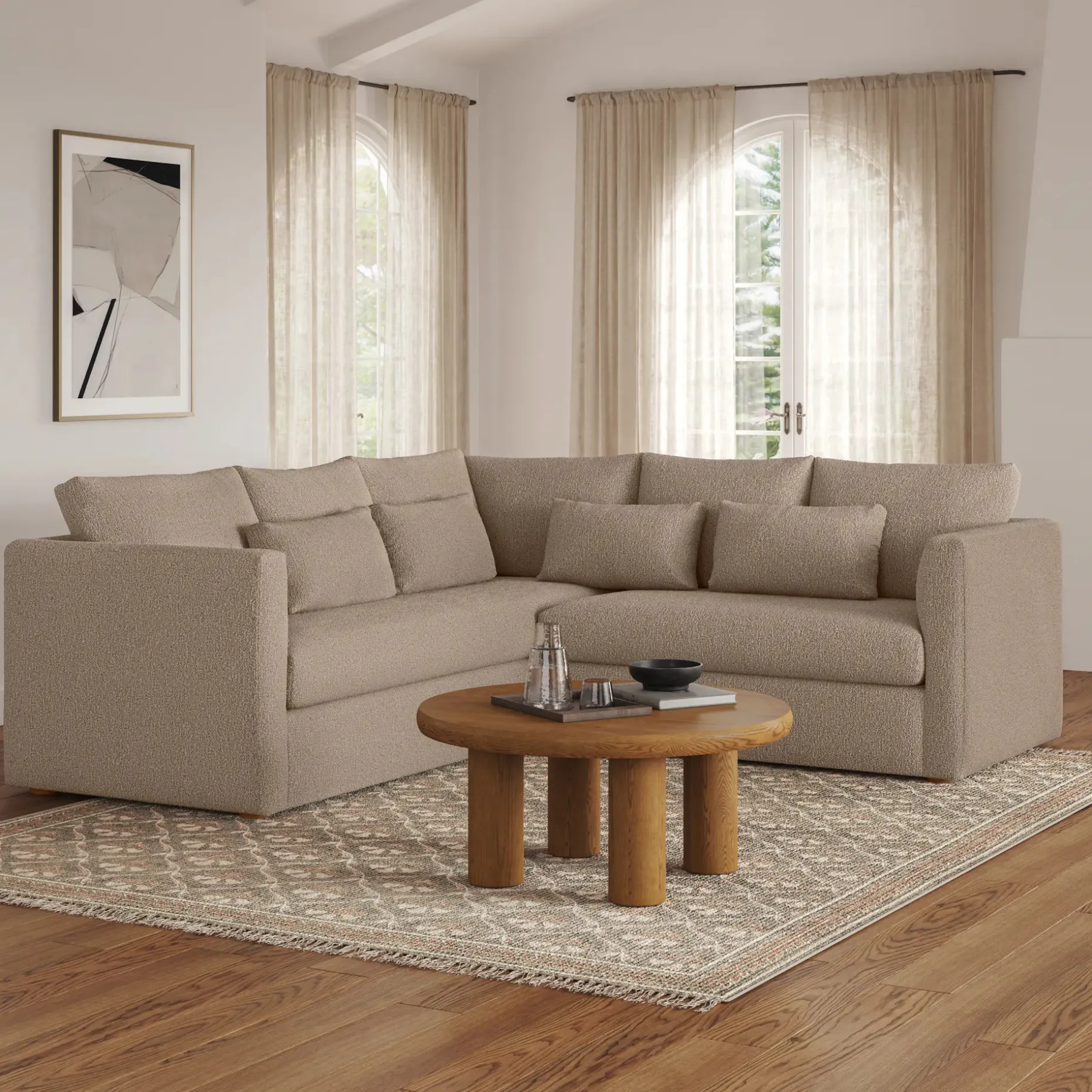 Marina 92" Corner Sectional - Sandstone Wool Bouclé