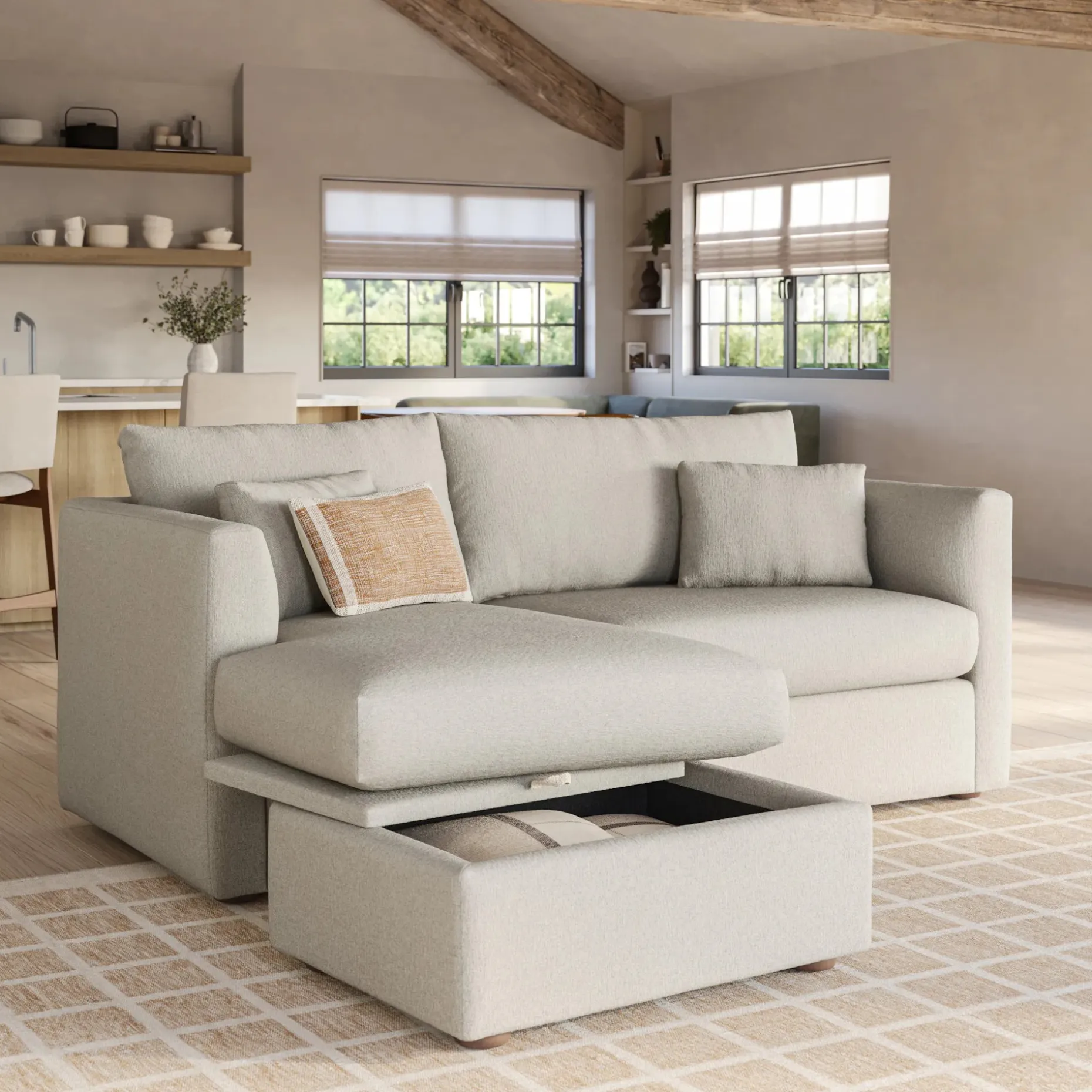 Marina 80" Reversible Storage Sectional - Clover Ivory