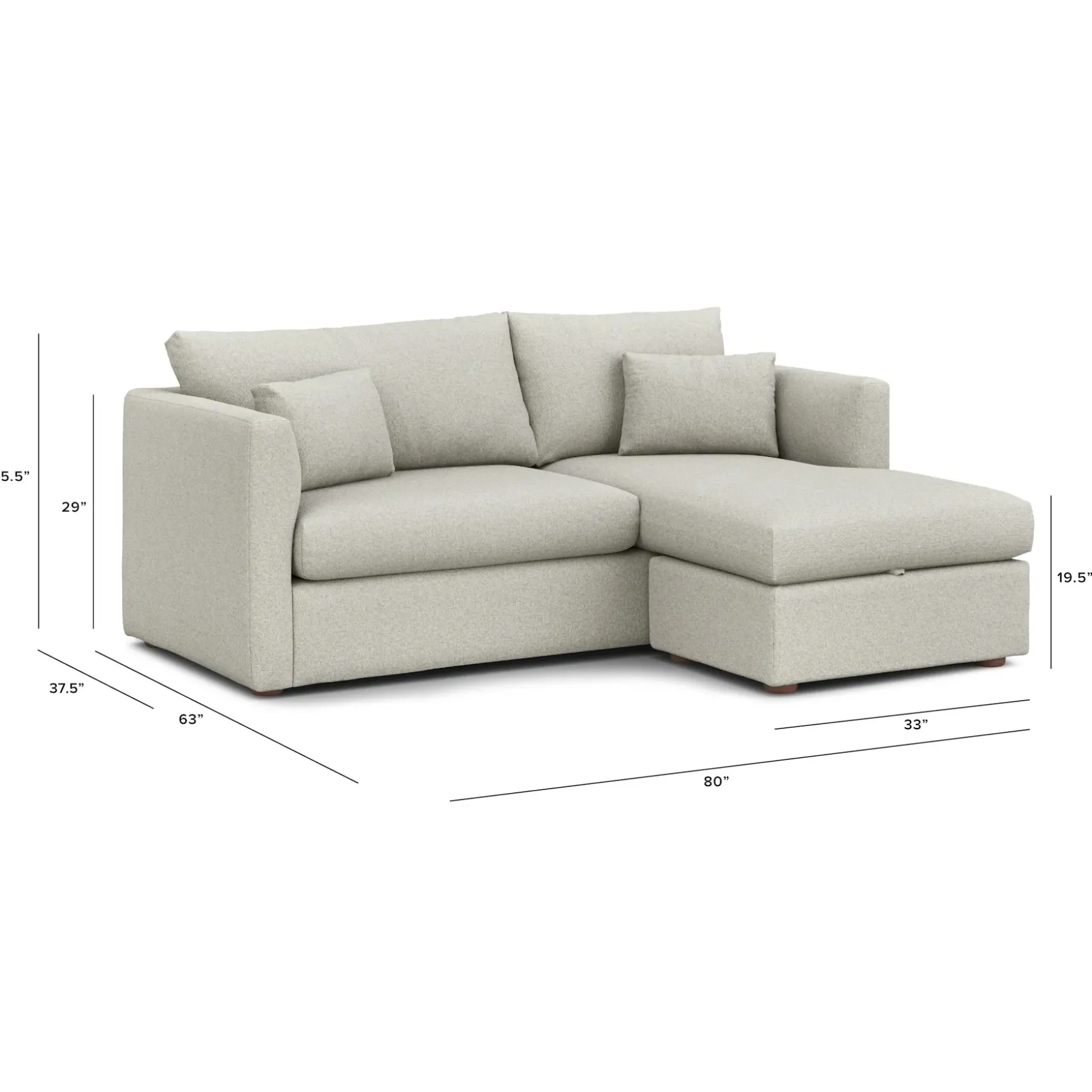 Marina 80" Reversible Storage Sectional - Clover Ivory