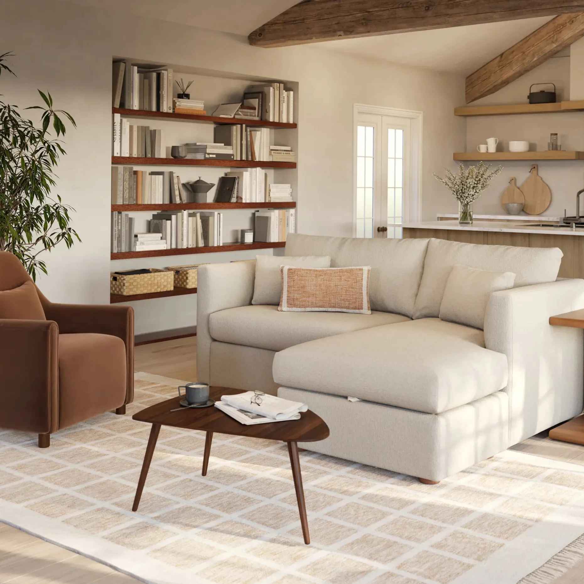 Marina 80" Reversible Storage Sectional - Clover Ivory