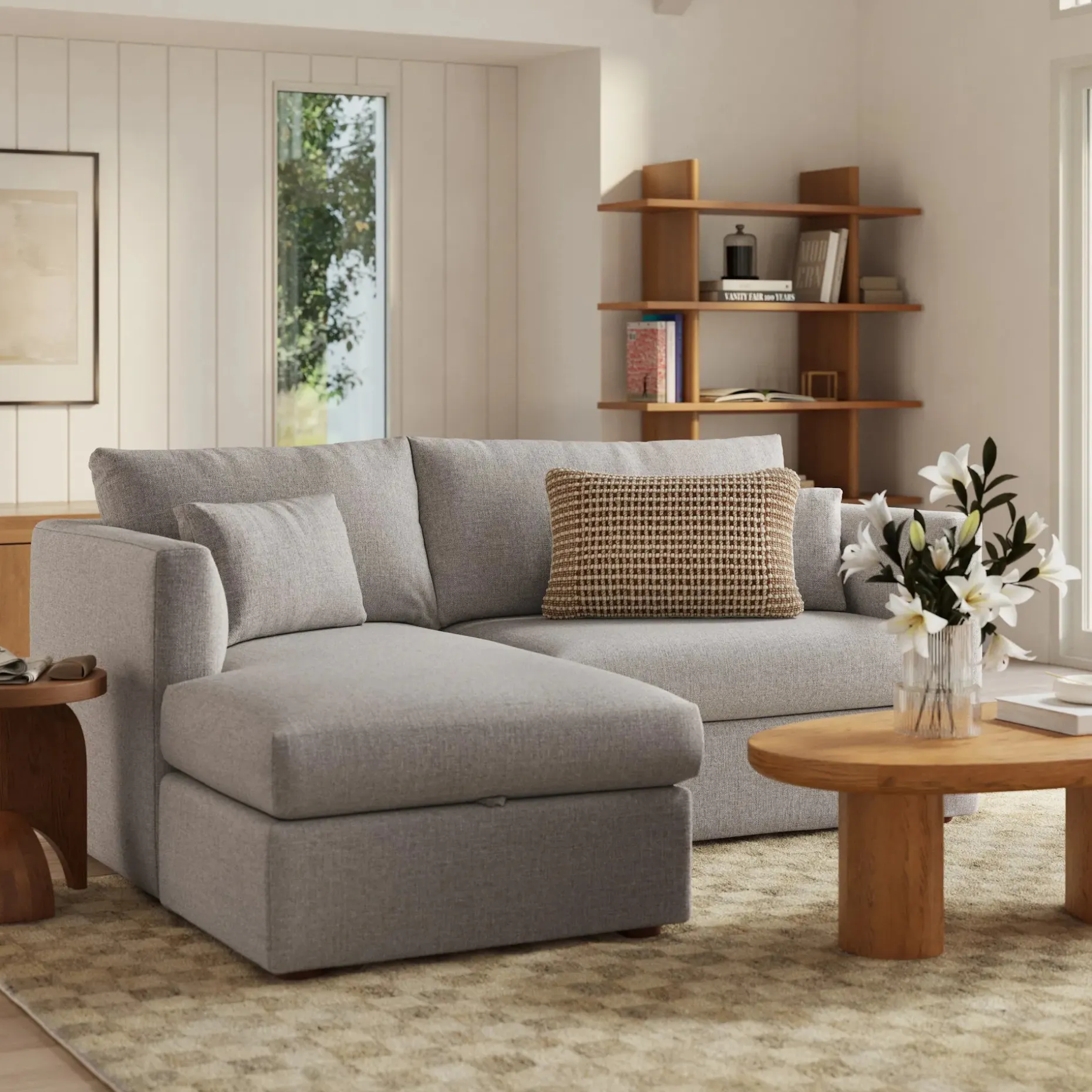 Marina 80" Reversible Storage Sectional - Hestia Gray