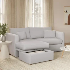 Marina 80" Reversible Storage Sectional - Silver Ivory