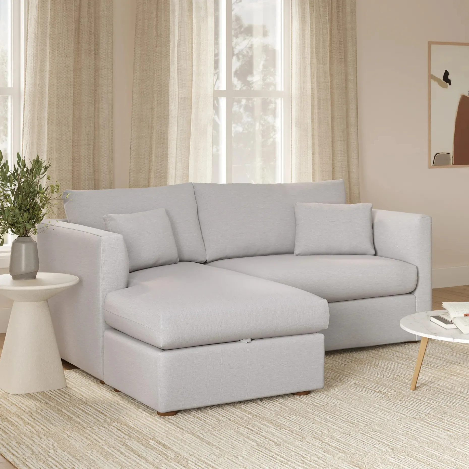 Marina 80" Reversible Storage Sectional - Silver Ivory