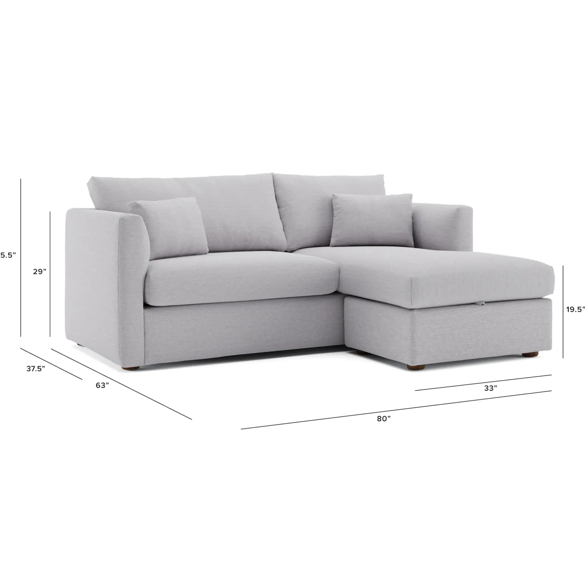 Marina 80" Reversible Storage Sectional - Silver Ivory