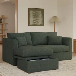 Marina 80" Reversible Storage Sectional - Green Wool Bouclé