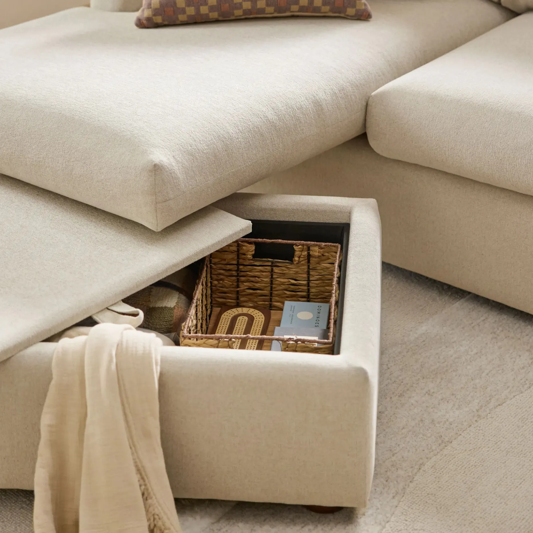 Marina 90" Reversible Storage Sectional - Clover Ivory