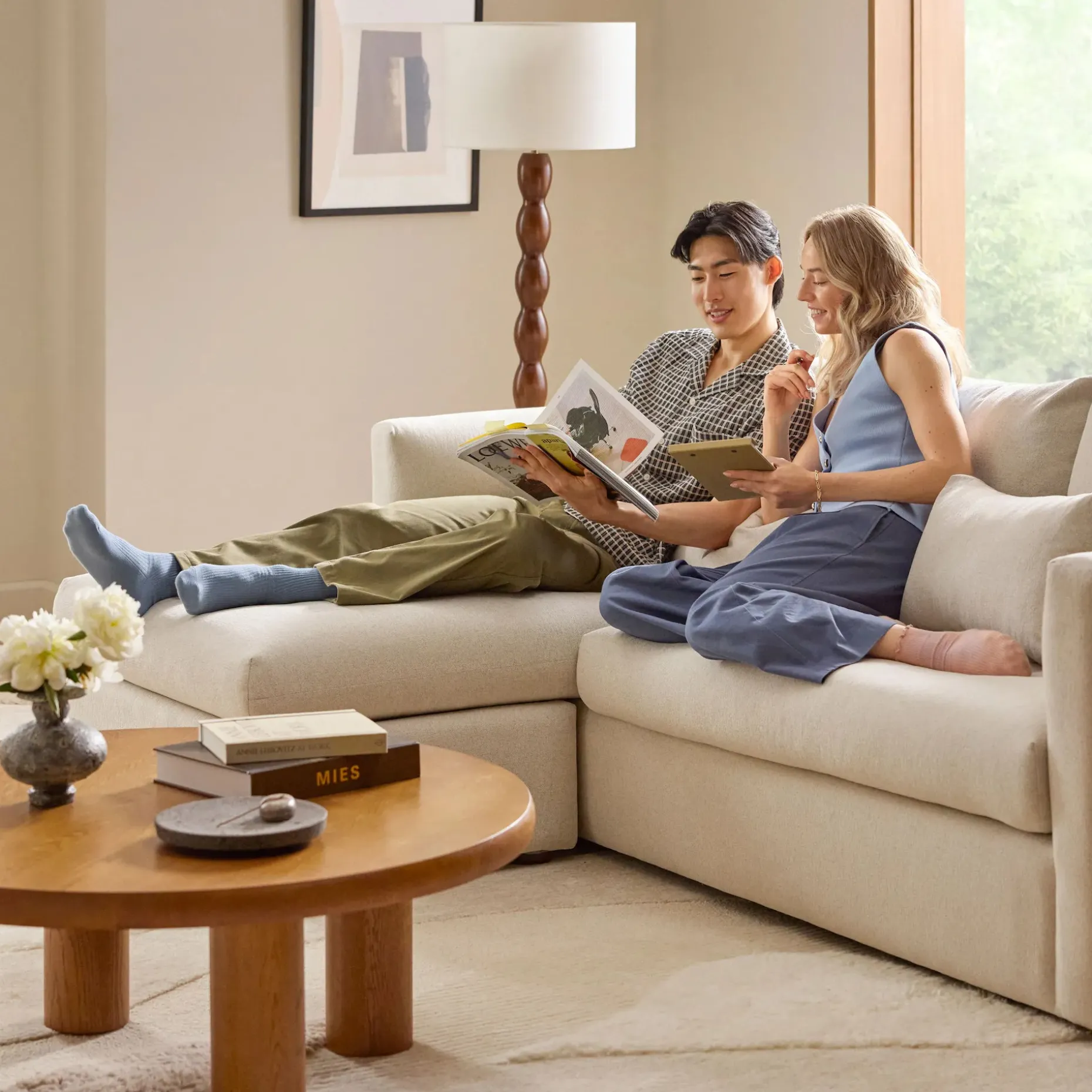 Marina 90" Reversible Storage Sectional - Clover Ivory