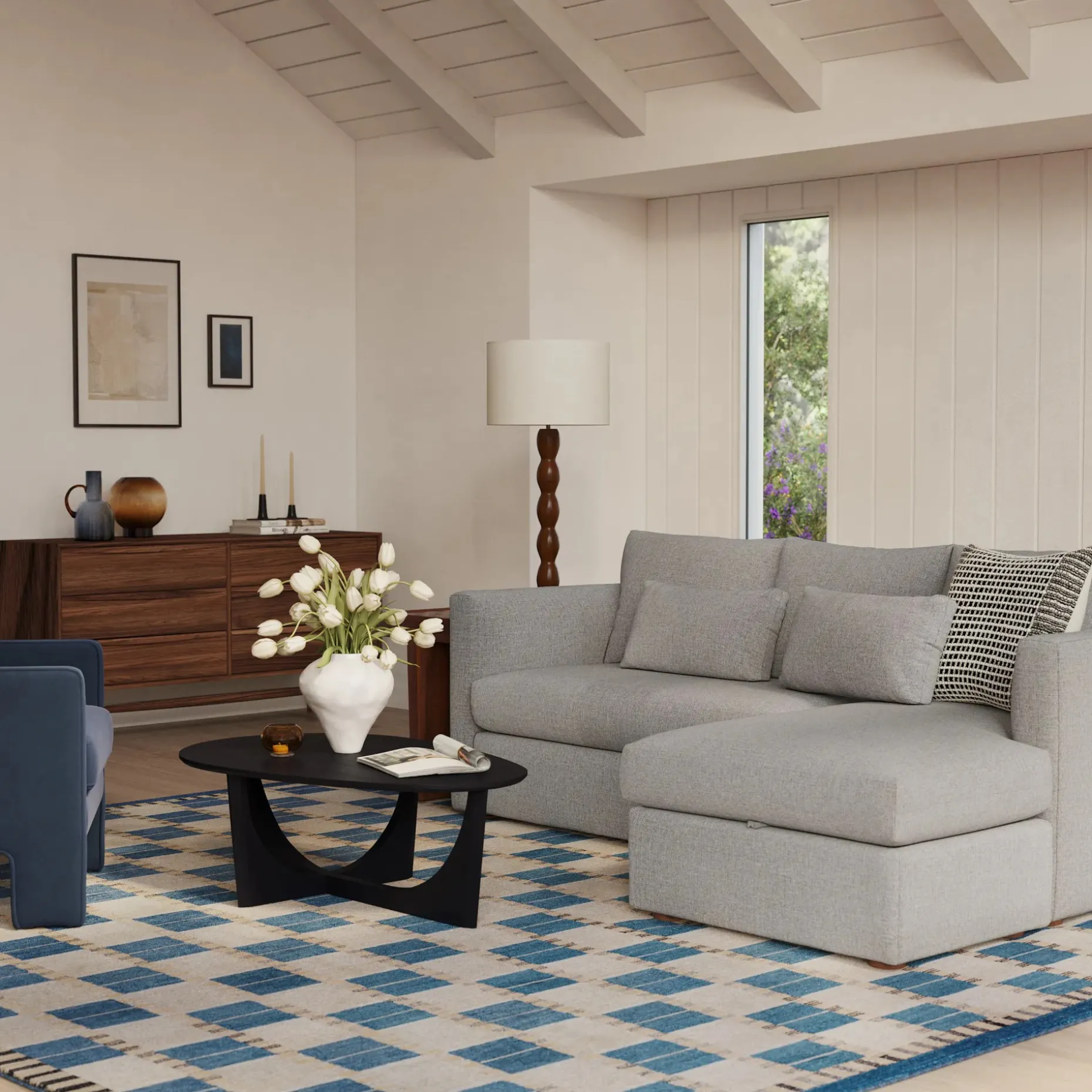 Marina 90" Reversible Storage Sectional - Hestia Gray