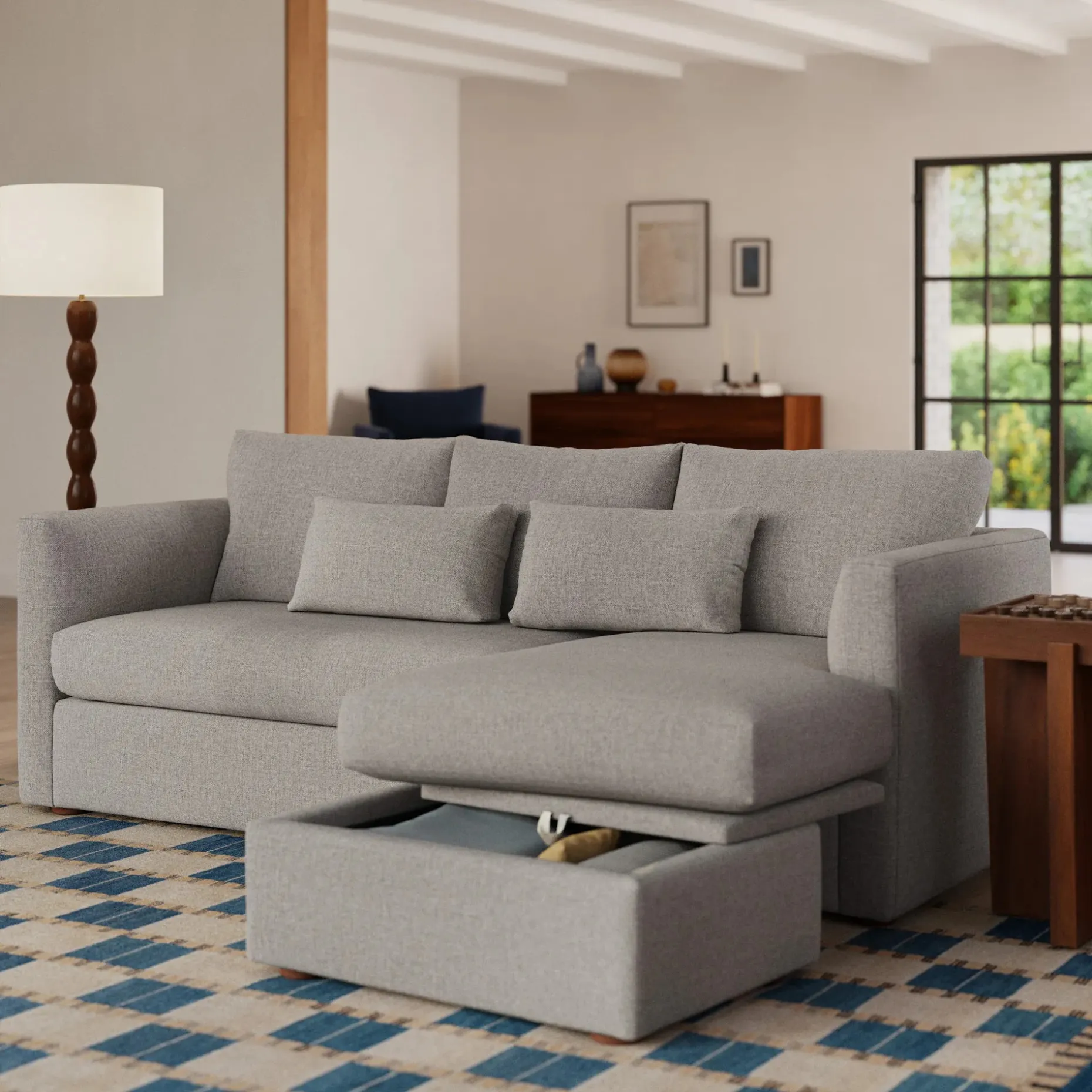 Marina 90" Reversible Storage Sectional - Hestia Gray