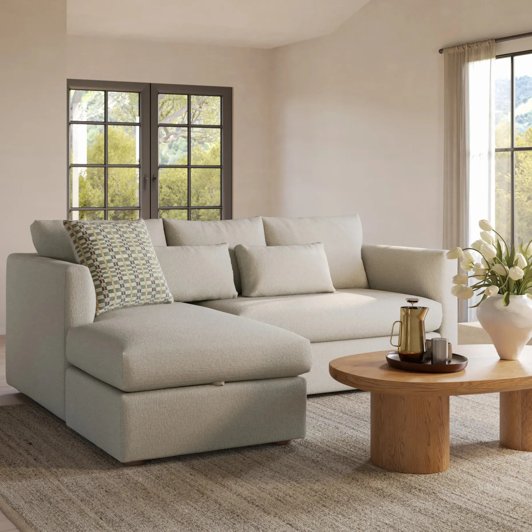 Marina 90" Reversible Storage Sleeper Sectional - Clover Ivory