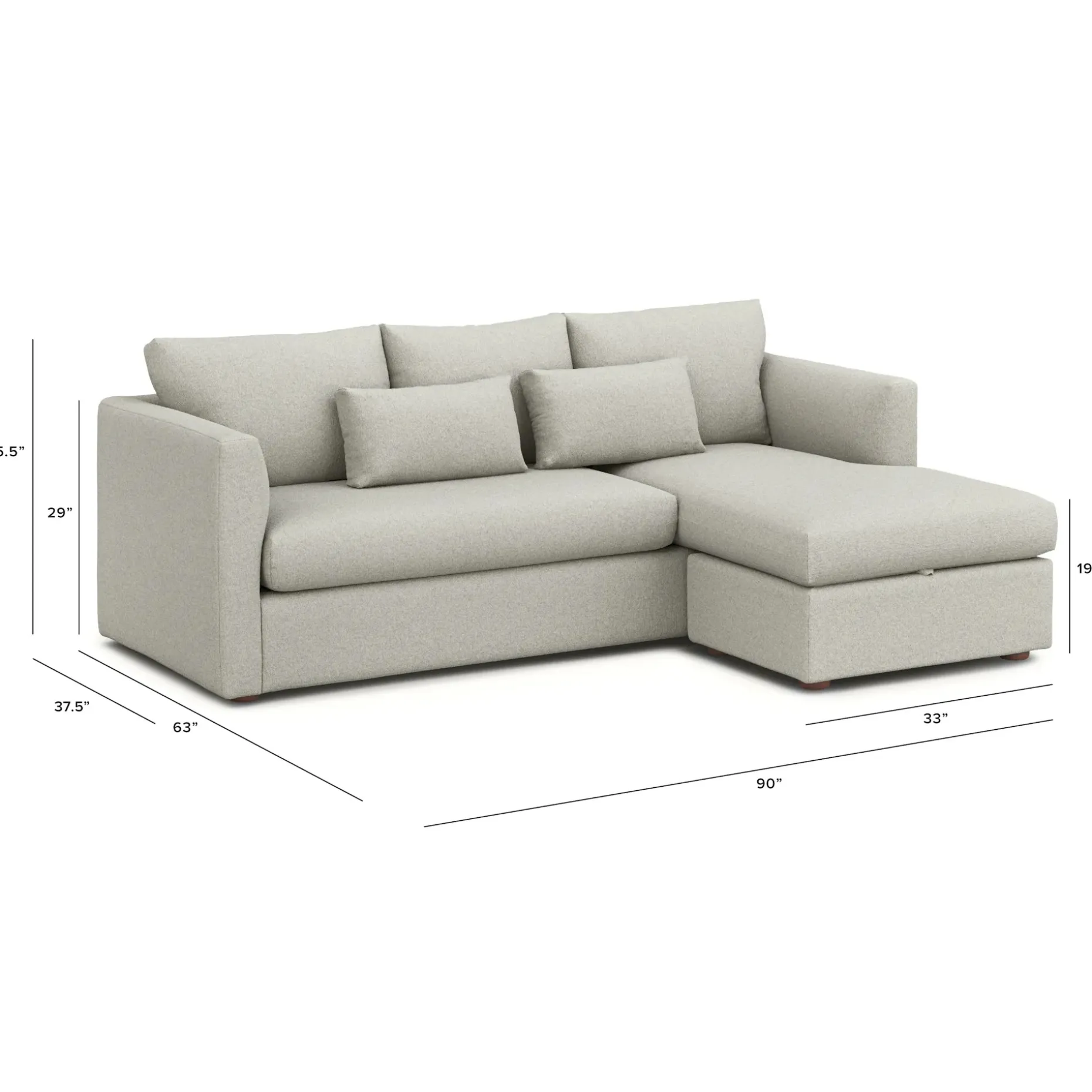 Marina 90" Reversible Storage Sleeper Sectional - Clover Ivory
