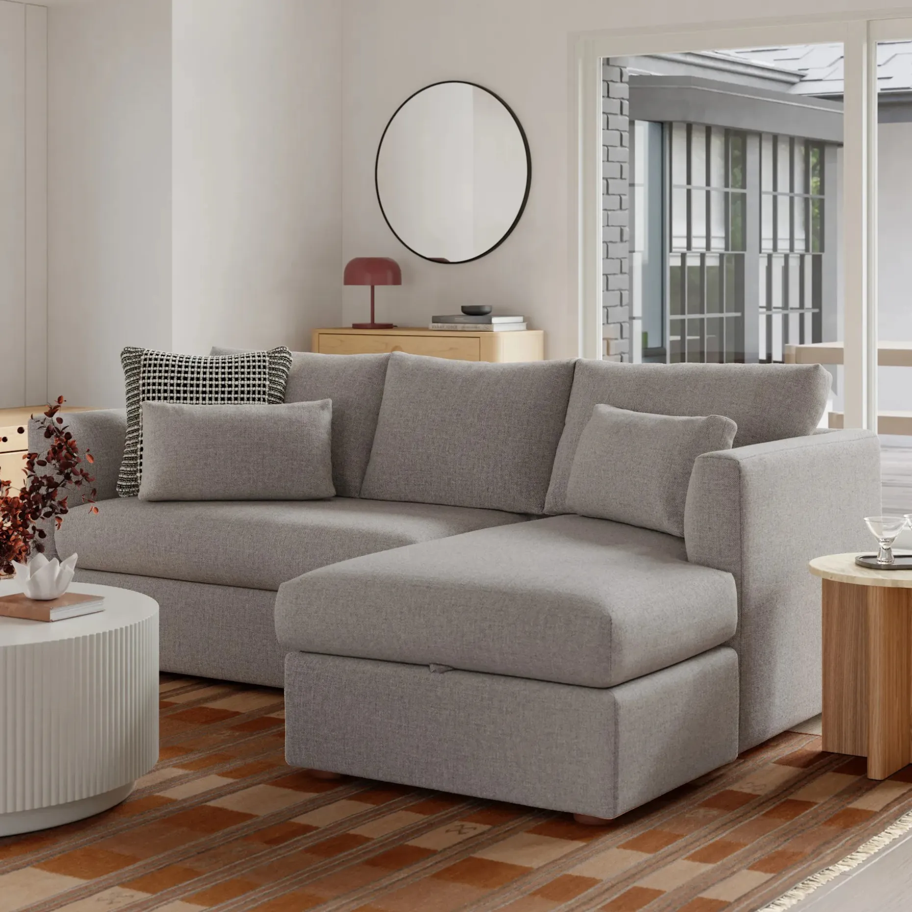 Marina 90" Reversible Storage Sleeper Sectional - Hestia Gray