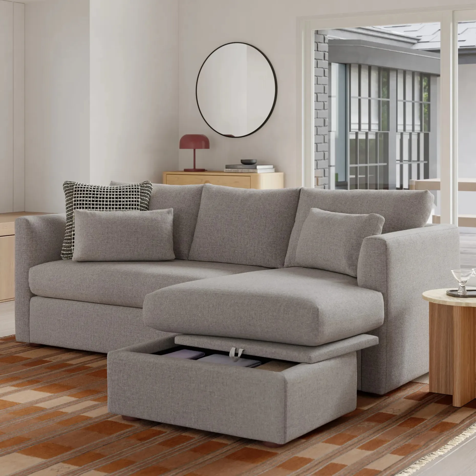 Marina 90" Reversible Storage Sleeper Sectional - Hestia Gray