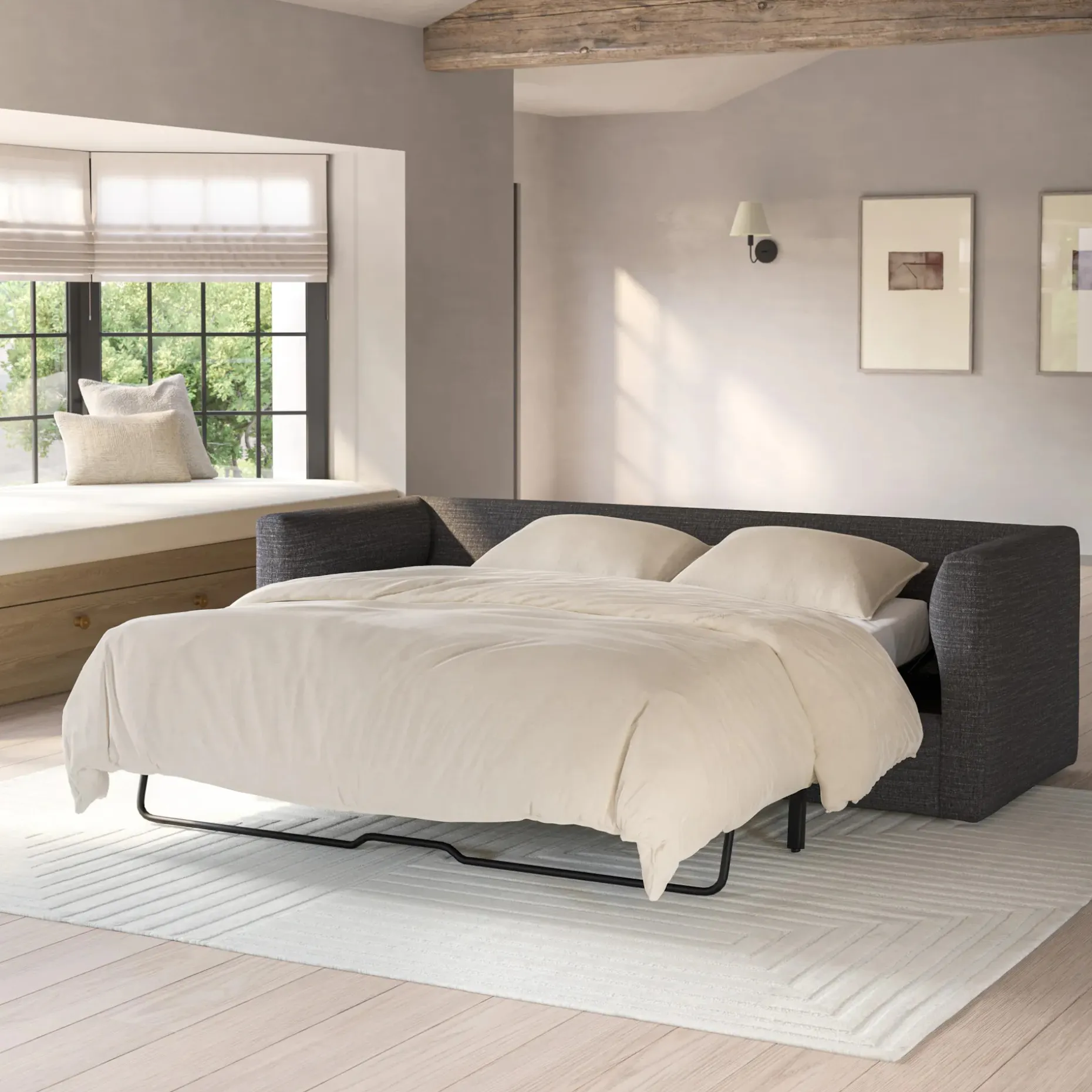 Marina 90" Reversible Storage Sleeper Sectional - Napa Charcoal