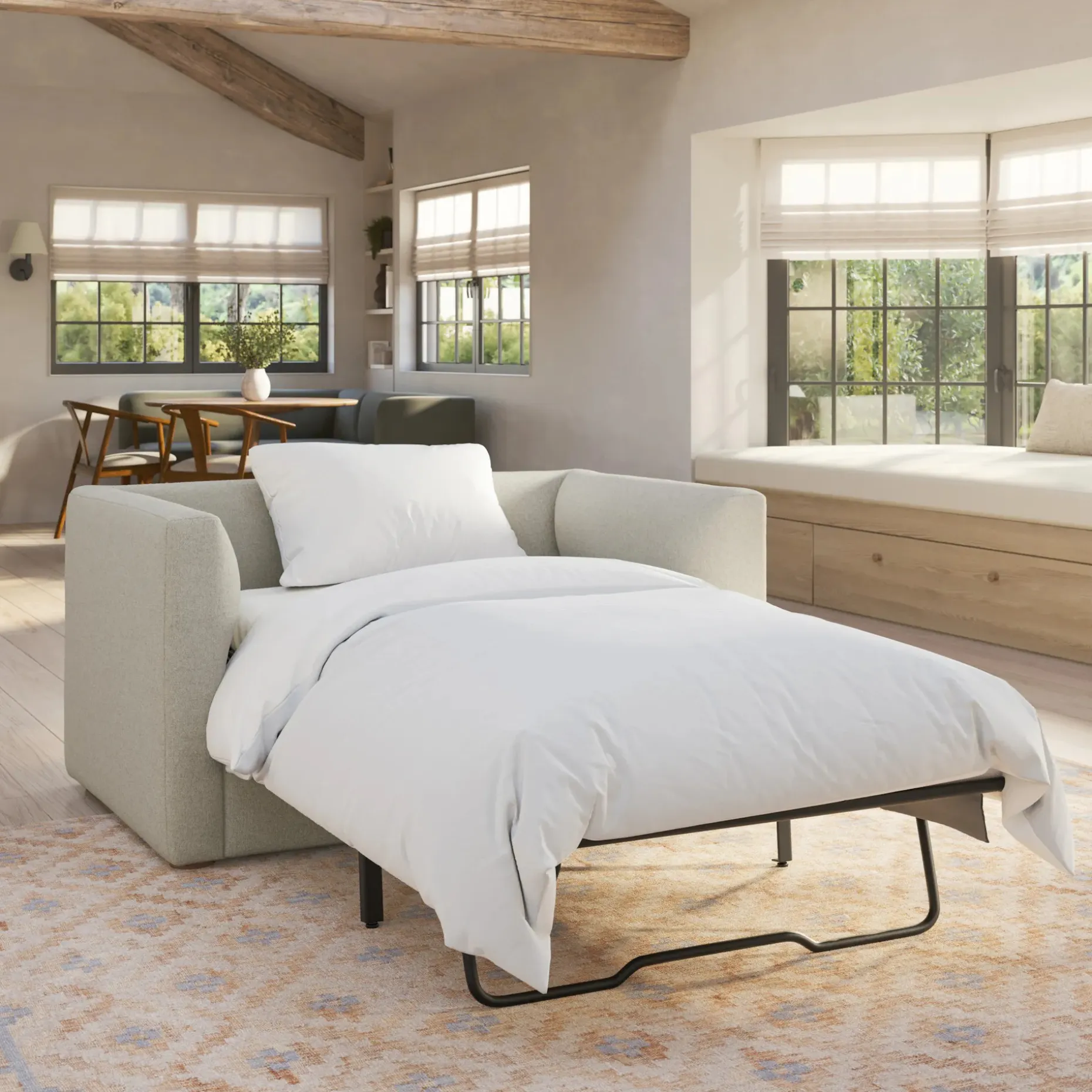 Marina 57" Sleeper Chair - Clover Ivory