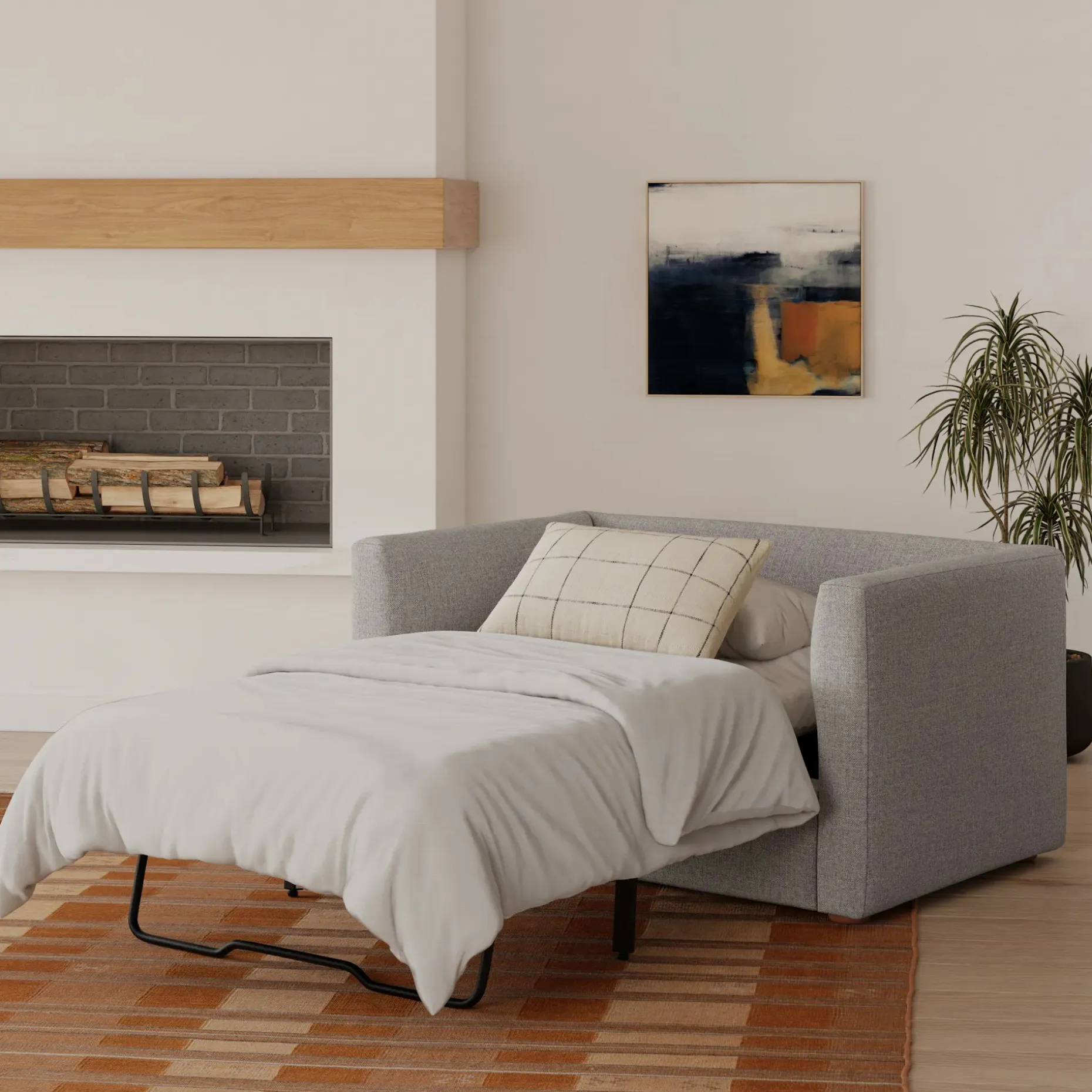 Marina 57" Sleeper Chair - Hestia Gray